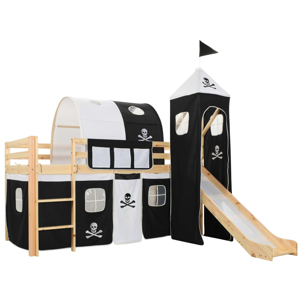 Children's Pirate Themed Loft Bed Frame with Slide & Ladder - Durable Pinewood 9 - Picture 7 of 12