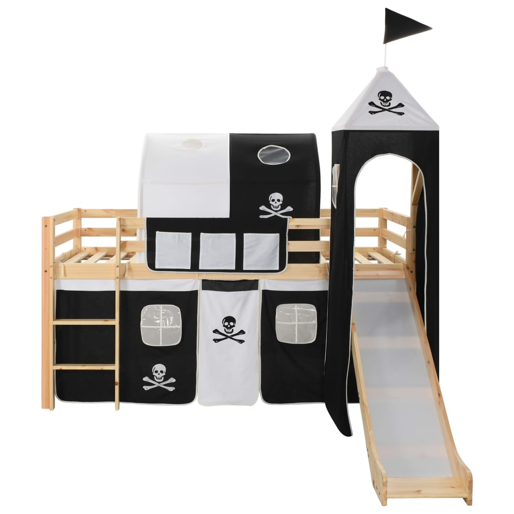 Children's Pirate Themed Loft Bed Frame with Slide & Ladder - Durable Pinewood 9 - Picture 8 of 12
