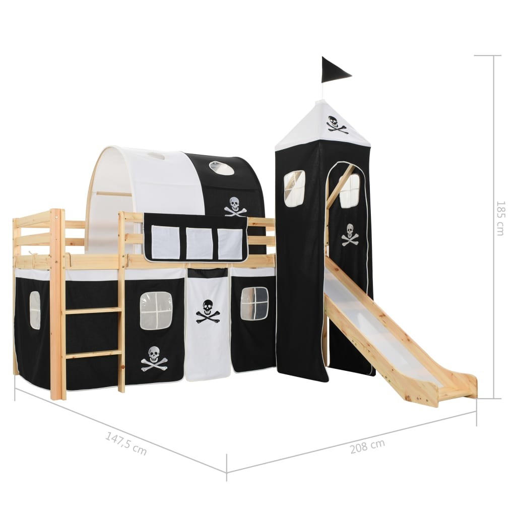 Children's Pirate Themed Loft Bed Frame with Slide & Ladder - Durable Pinewood 9 - Picture 12 of 12