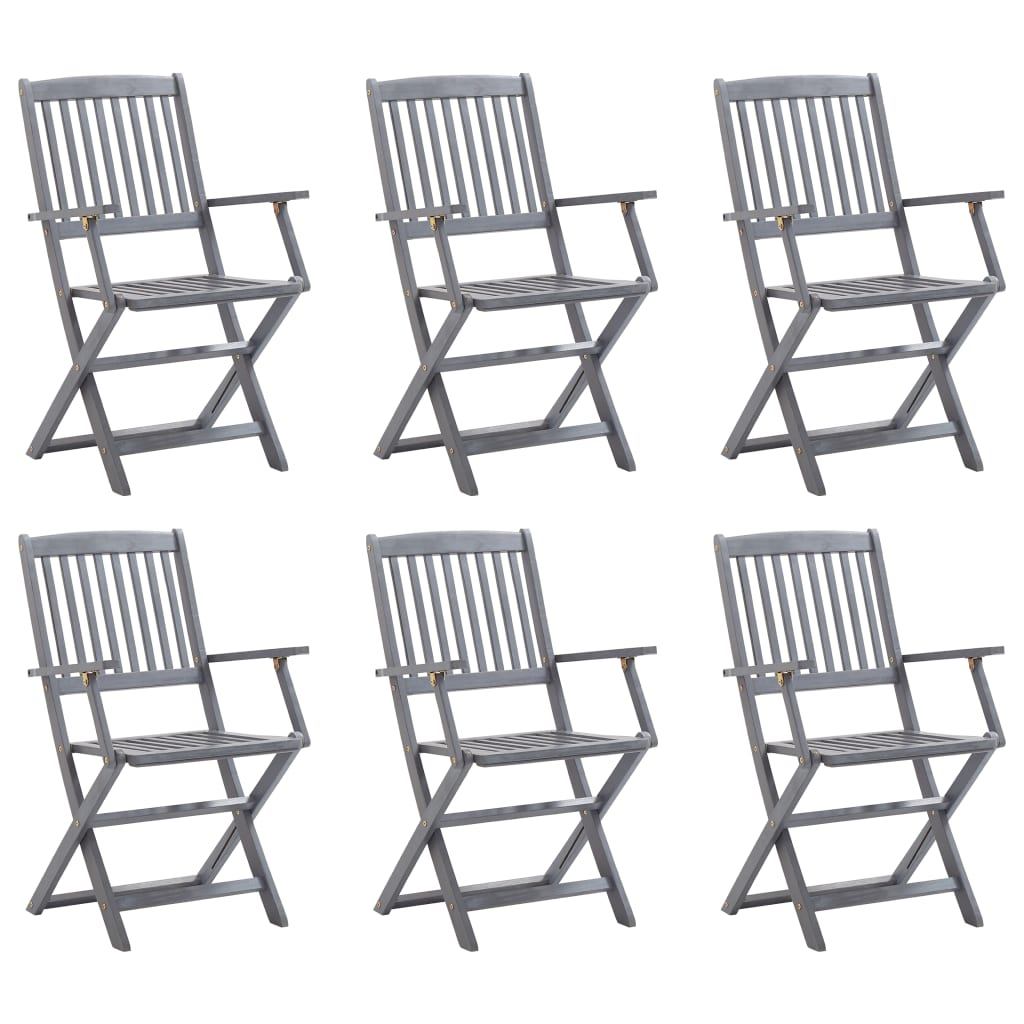 vidaXL Folding Outdoor Chairs 6 pcs Solid Acacia Wood
