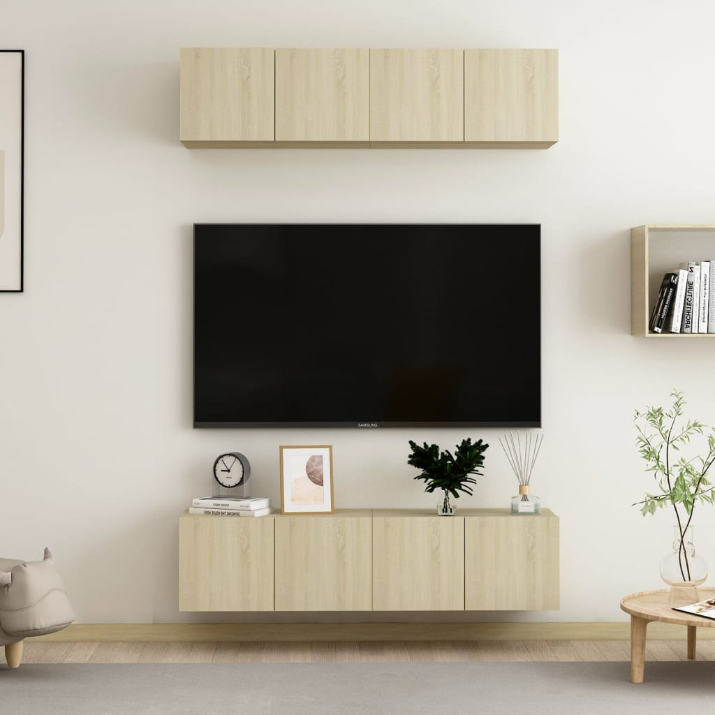 vidaXL TV Cabinets 4 pcs Sonoma Oak 60x30x30 cm Engineered Wood