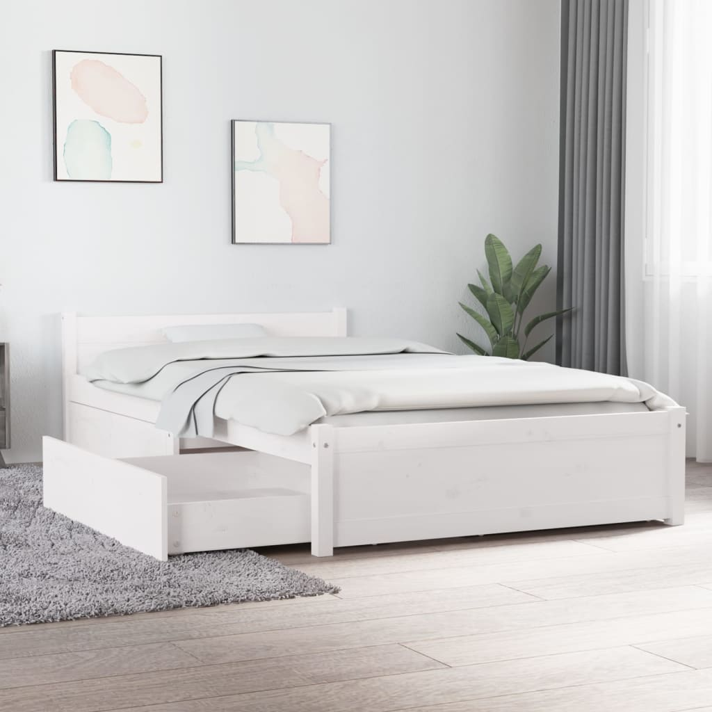 vidaXL Bed Frame with Drawers White 100x200 cm
