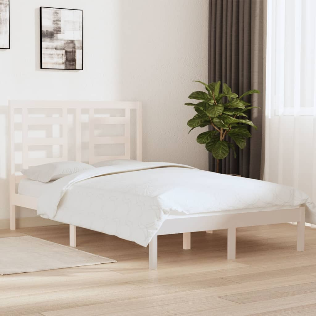 vidaXL Bed Frame White Solid Wood Pine 120x200 cm