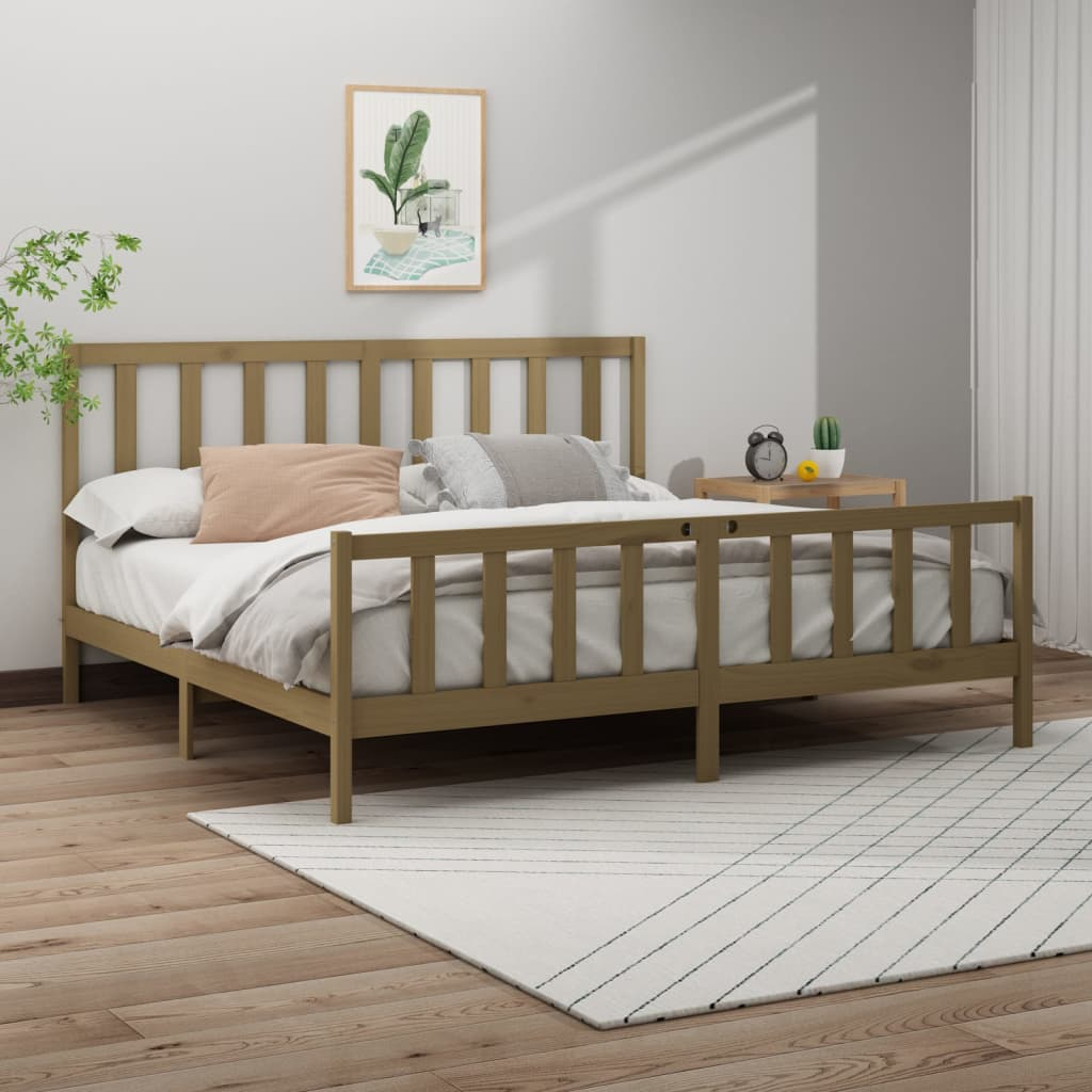 vidaXL Bed Frame Honey Brown Solid Wood Pine 200x200 cm
