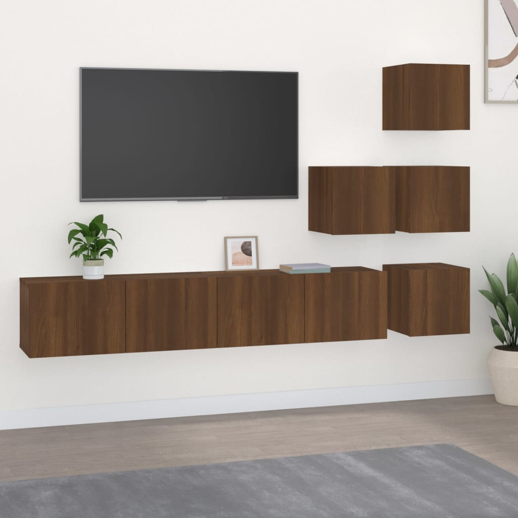 vidaXL Wall-mounted TV Cabinet Brown Oak Engineered Wood