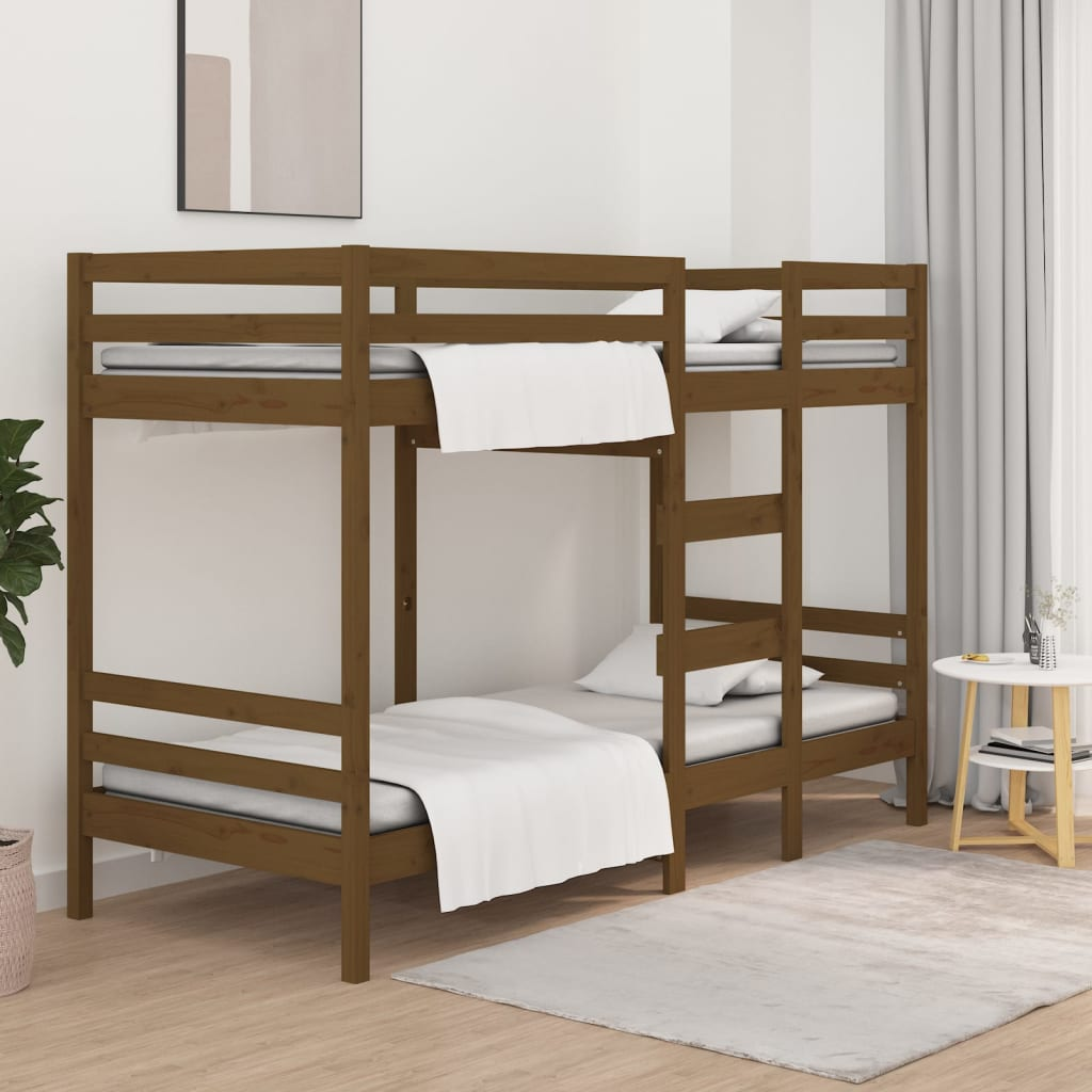 vidaXL Bunk Bed Honey Brown 90x190 cm 3FT Single Solid Wood Pine