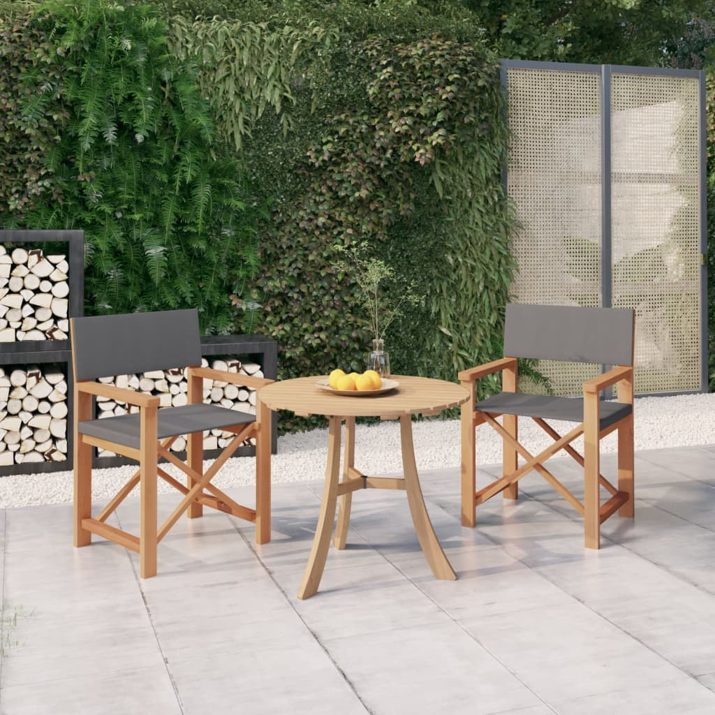 vidaXL Director´s Chairs 2 pcs Solid Teak Wood Grey