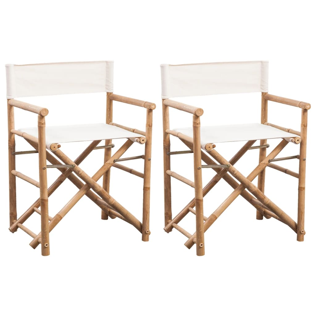 vidaXL Folding Director´s Chair 2 pcs Bamboo and Canvas