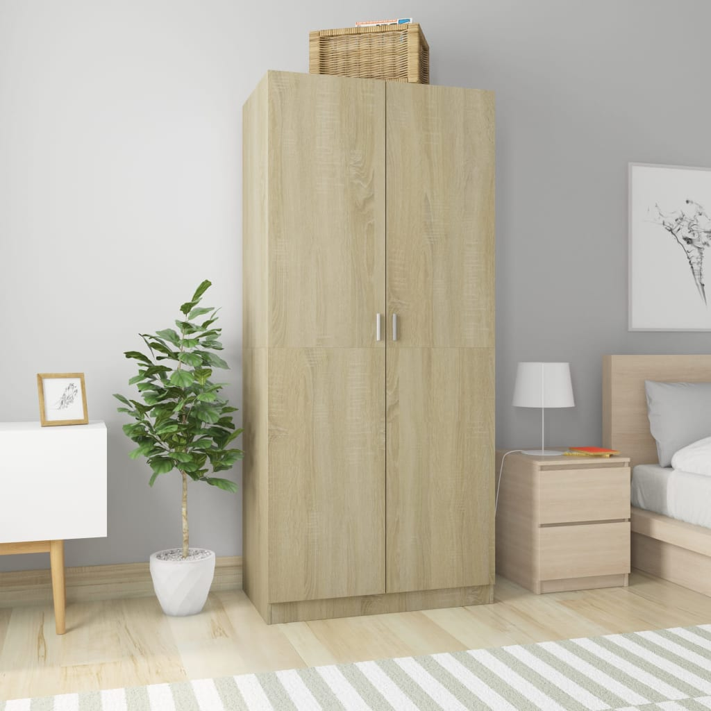 vidaXL Wardrobe Sonoma Oak 90x52x200 cm Engineered Wood