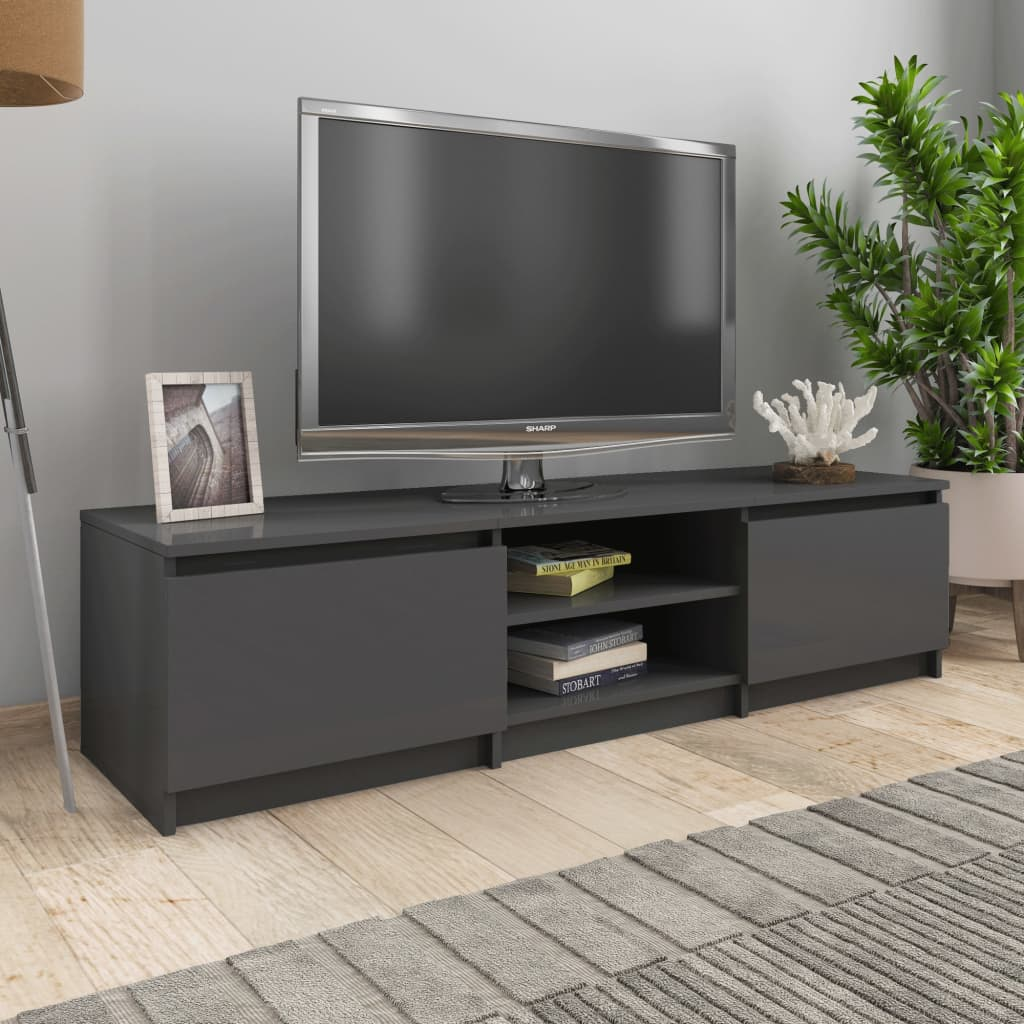 TV Cabinet High Gloss Grey 140cm