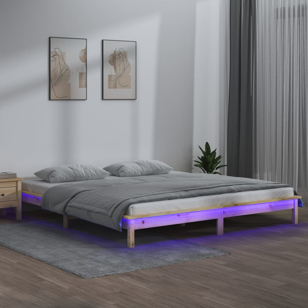 vidaXL LED Bed Frame 140x190 cm Solid Wood