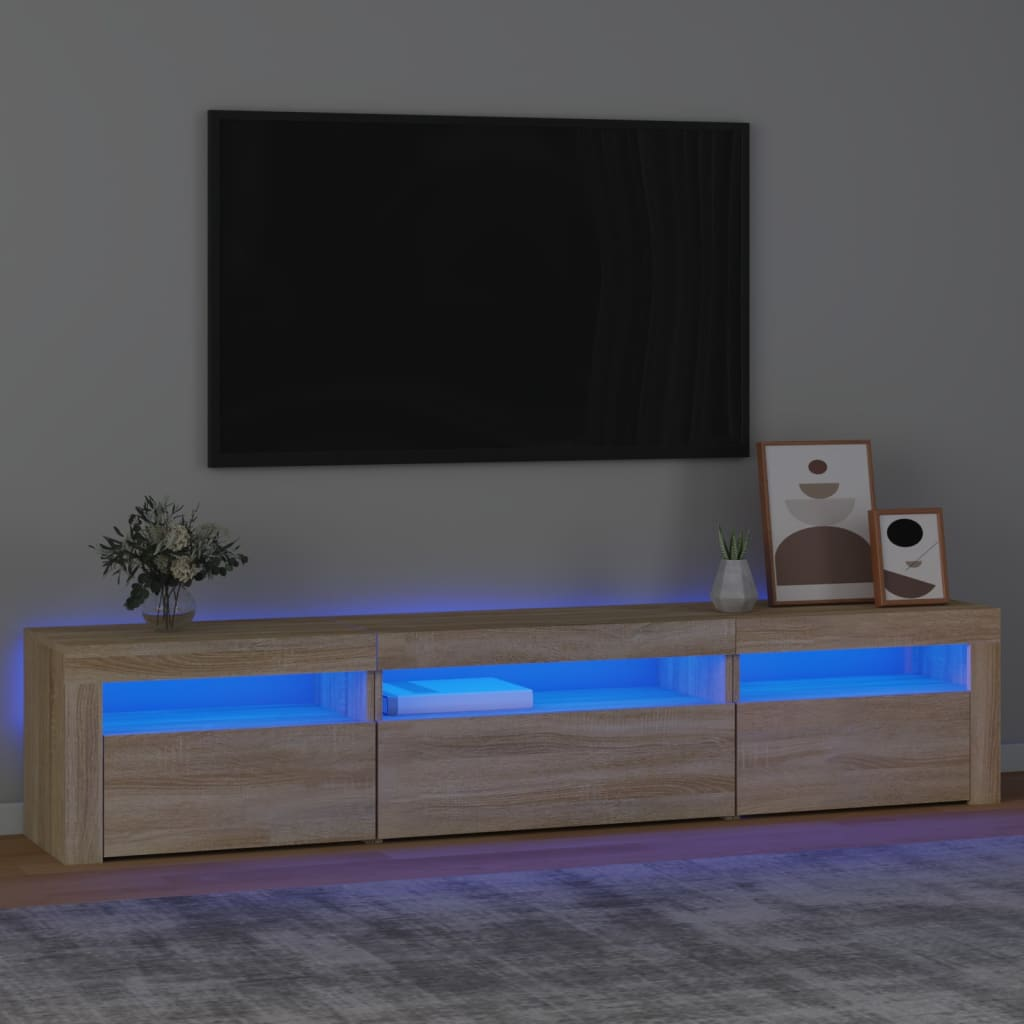 vidaXL TV Cabinet with LED Lights Sonoma Oak 195x35x40 cm
