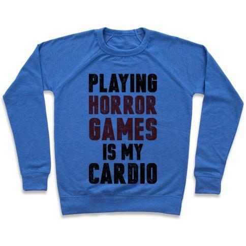 PLAYING HORROR GAMES IS MY CARDIO CREWNECK SWEATSHIRT - VARIATIONS