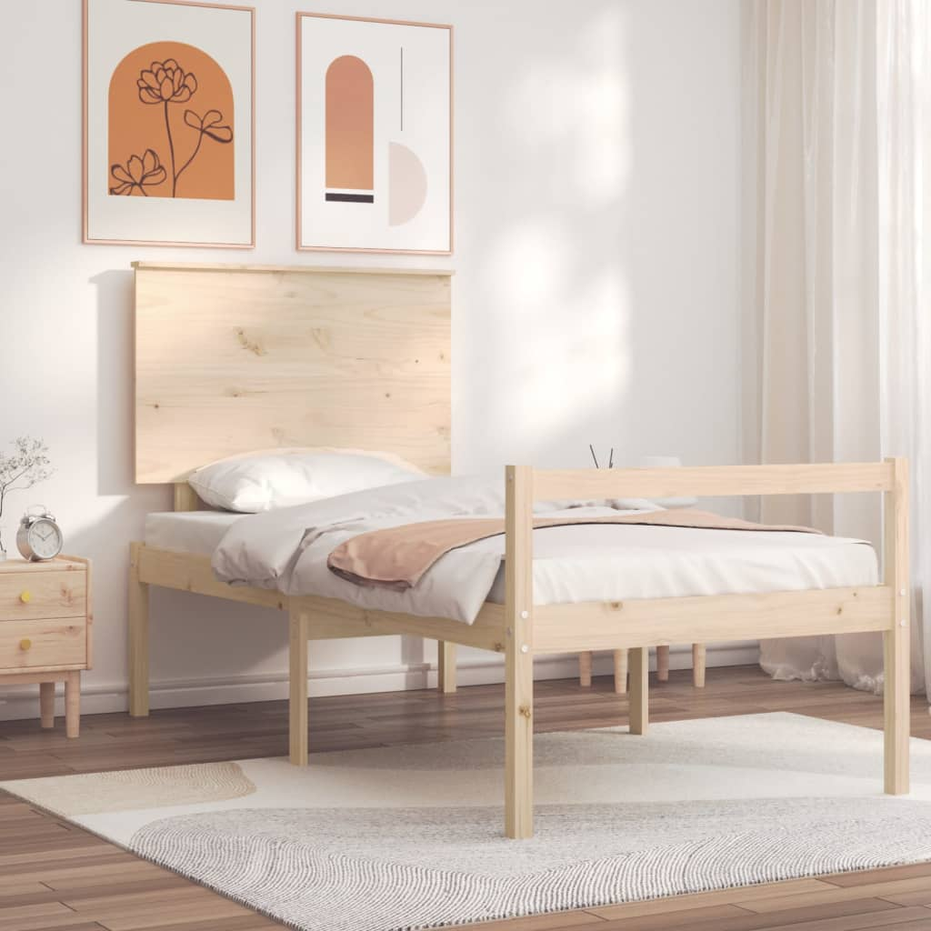 vidaXL Bed Frame with Headboard Small Single Solid Wood