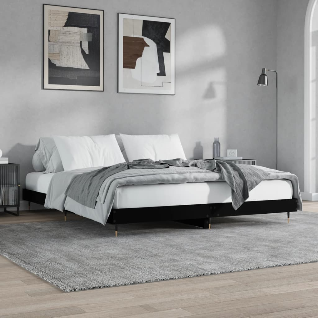 vidaXL Bed Frame Black 200x200 cm Engineered Wood