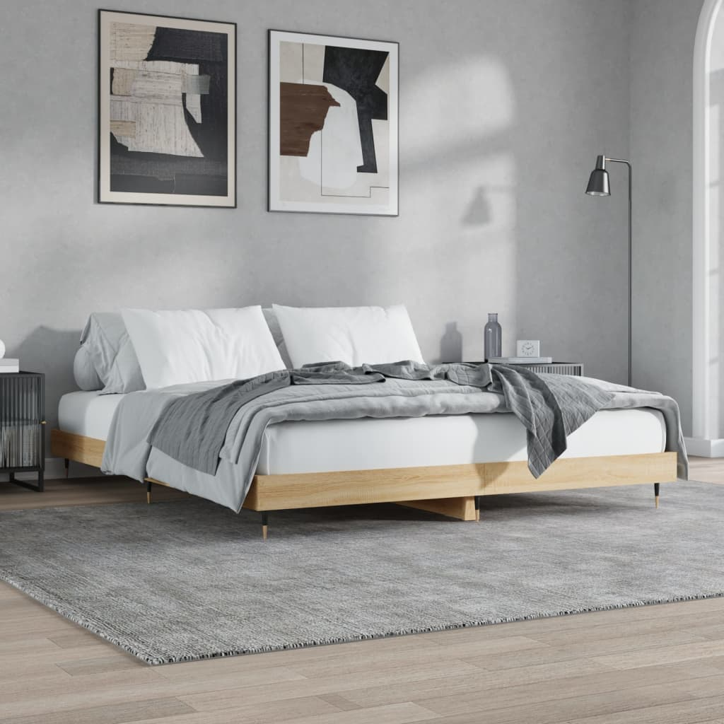 vidaXL Bed Frame Sonoma Oak 200x200 cm Engineered Wood