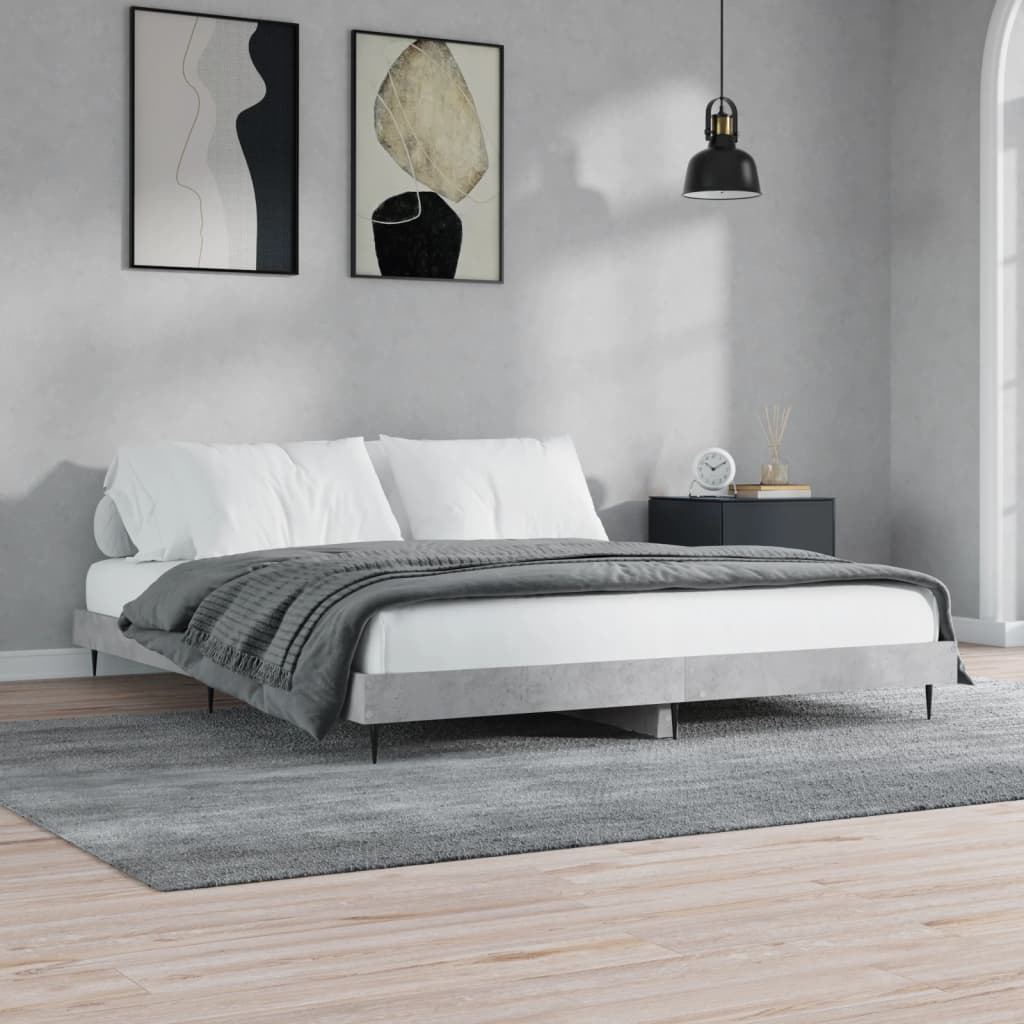 Super King Bed Frame Concrete Grey 200x200 cm Engineered Wood
