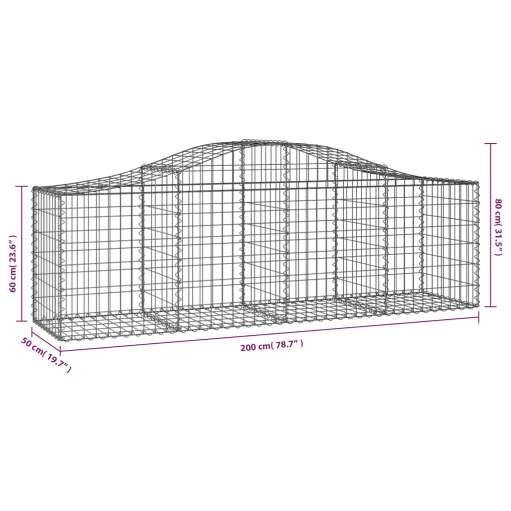 Arched Gabion Basket 78.7"x19.7"x23.6"/31.5" Galvanized Iron - Picture 5 of 5