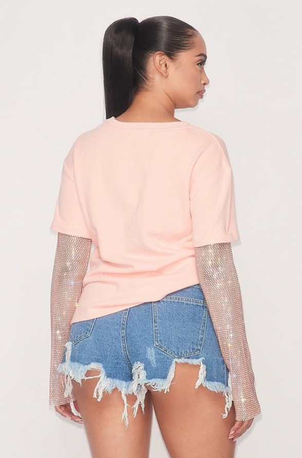 Elena- Sequin Sleeve T-Shirt - Picture 4 of 6