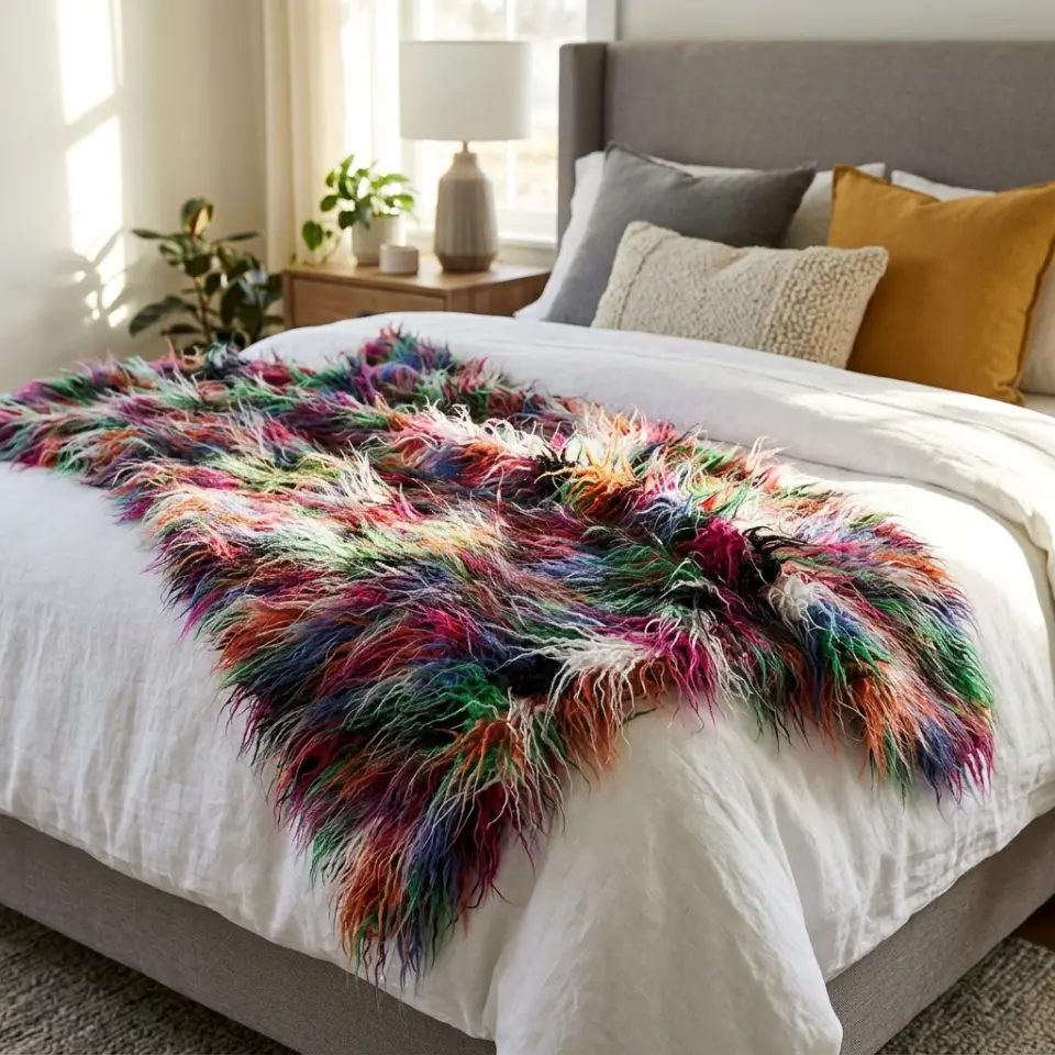Plush Handcrafted Boho Faux Fur Luxury Throw