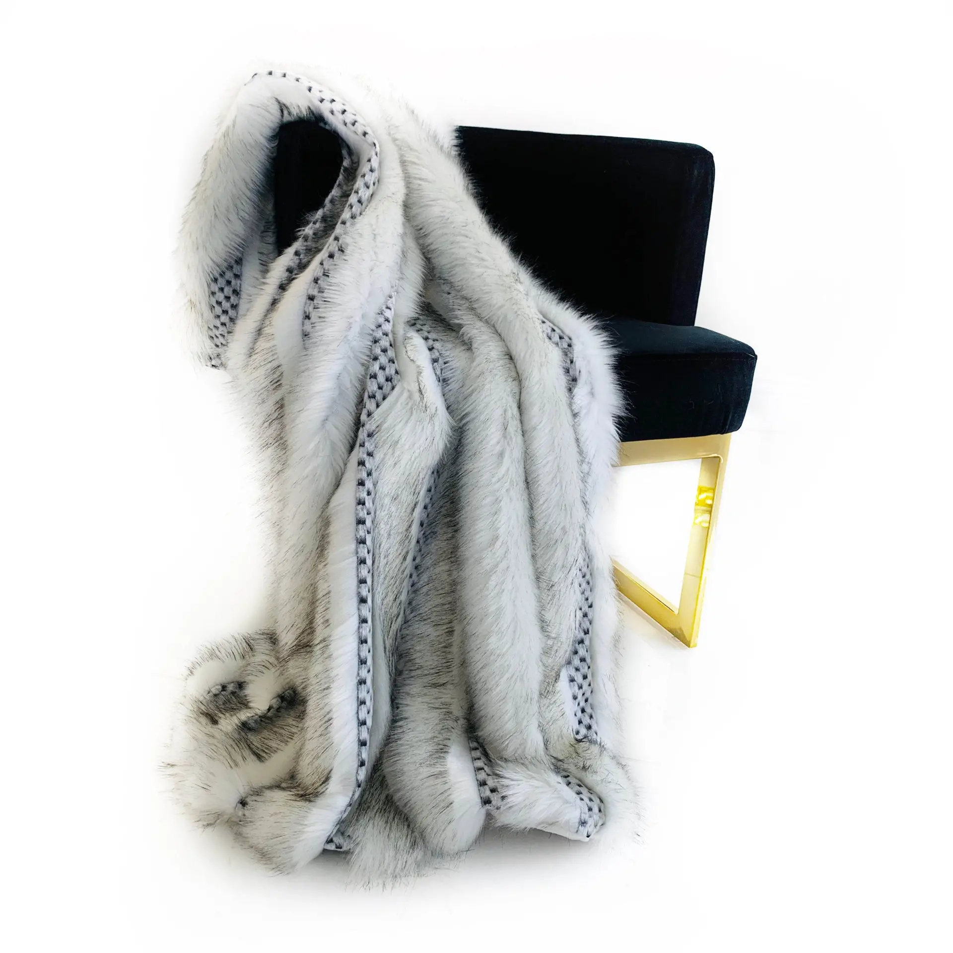 Two-Tone Feather Faux Fur Luxury Throw Blanket - view 2