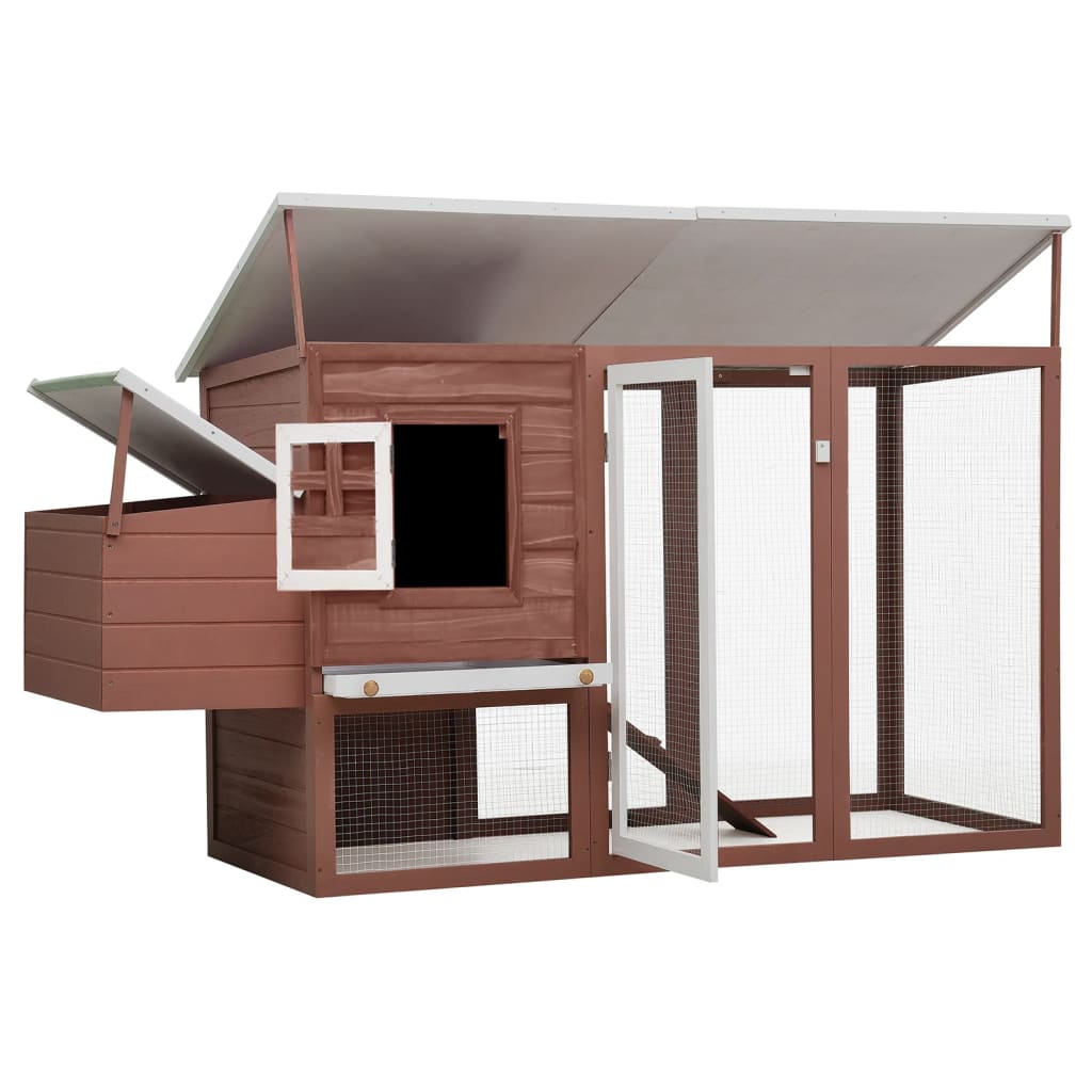 Outdoor Hühnerkäfig Hühnerhaus mit 1 Eierkäfig braun Holz - Bild 3 von 8