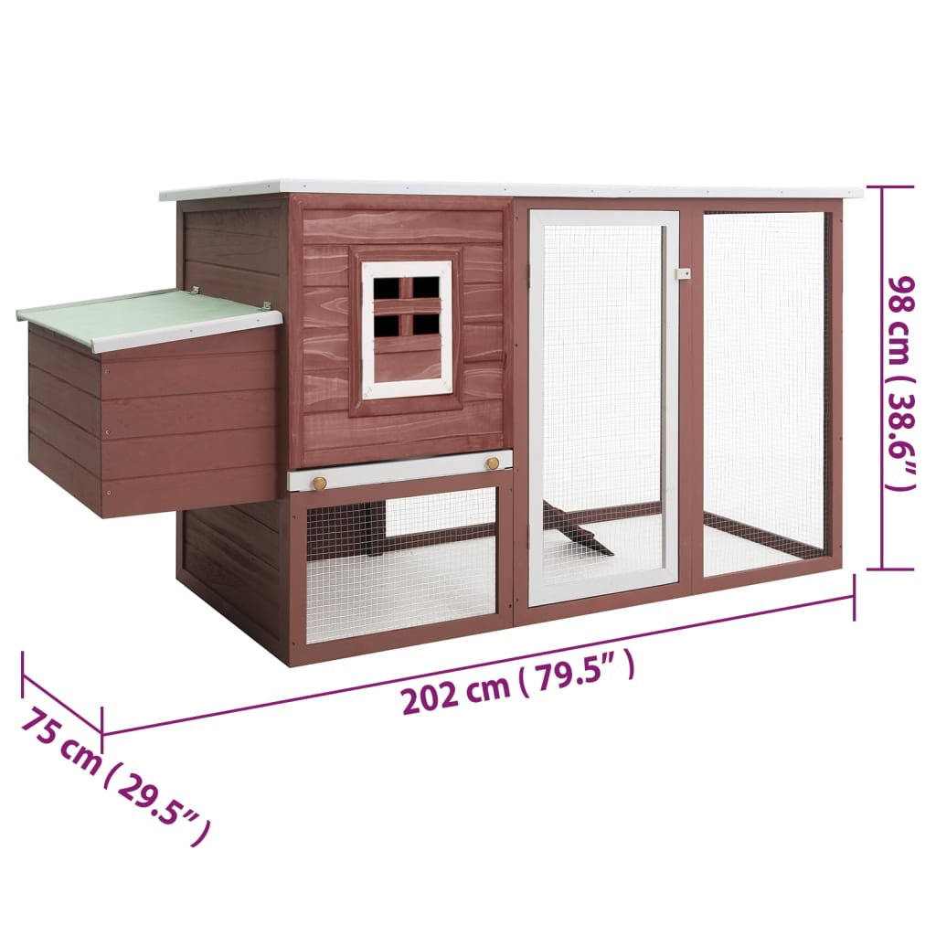 Outdoor Hühnerkäfig Hühnerhaus mit 1 Eierkäfig braun Holz - Bild 8 von 8