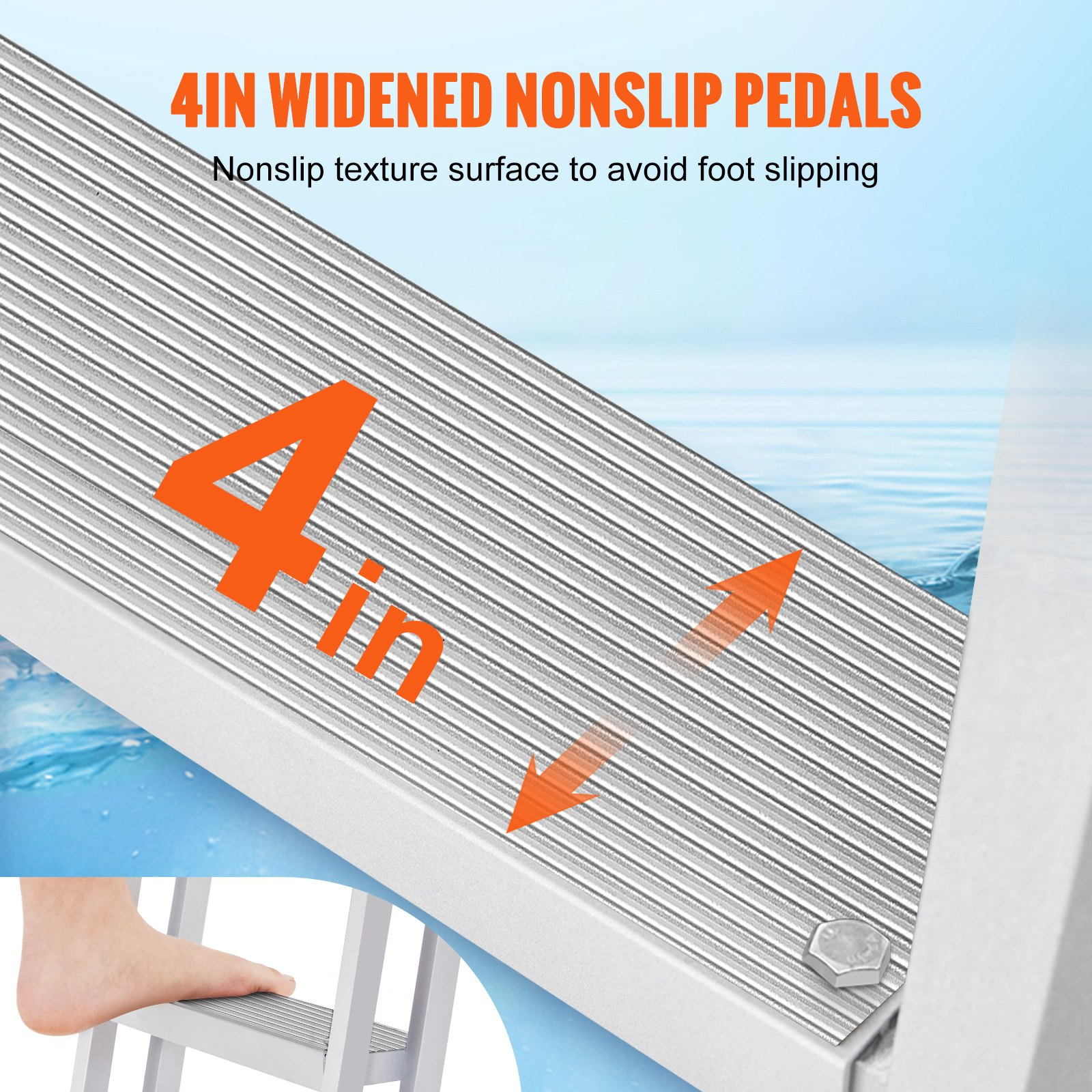 5-Step Removable Dock Ladder, 350 lbs, Aluminum, Non-Slip, for Boat/Pool/Marine - Picture 3 of 10