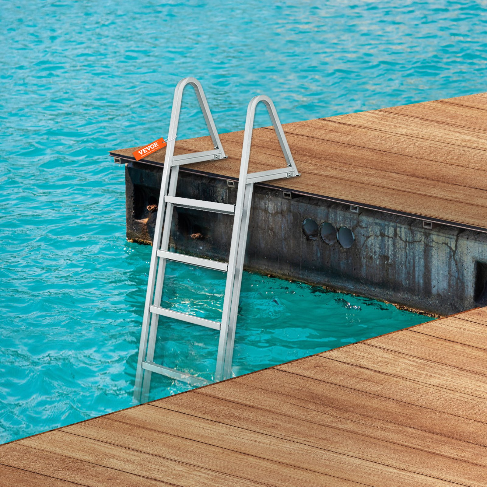 5-Step Removable Dock Ladder, 350 lbs, Aluminum, Non-Slip, for Boat/Pool/Marine - Picture 7 of 10