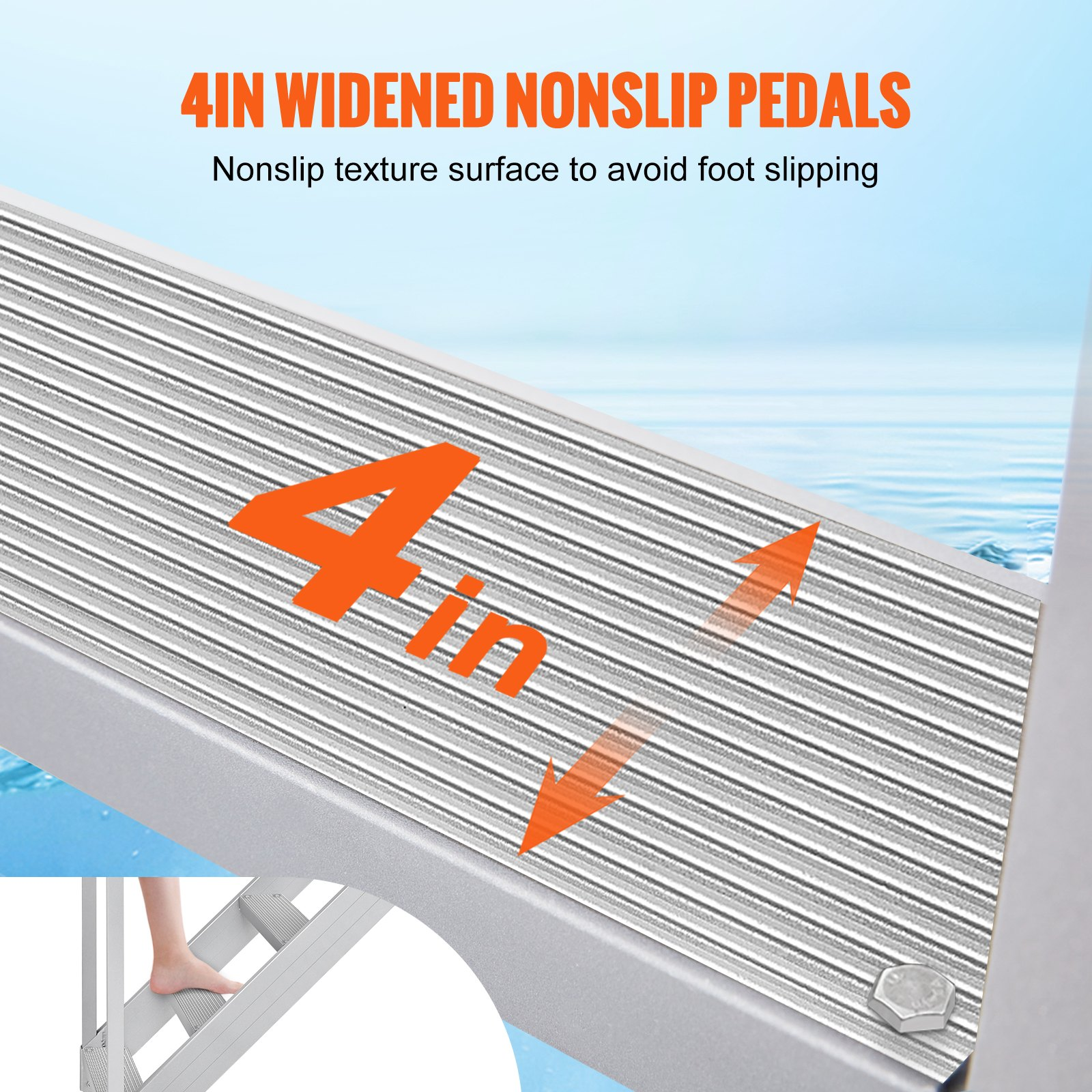 Dock Ladder 4 Step, Dock Stairs 30''-38'' Adjustable Height, 500 lbs Load Capaci