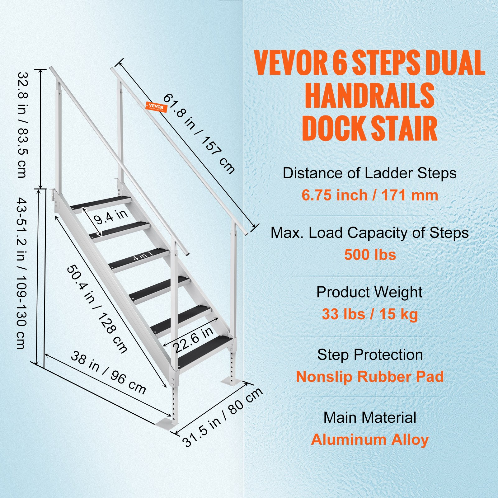 Dock Ladder, Ideal for Ship/Lake/Pool/Marine Boarding