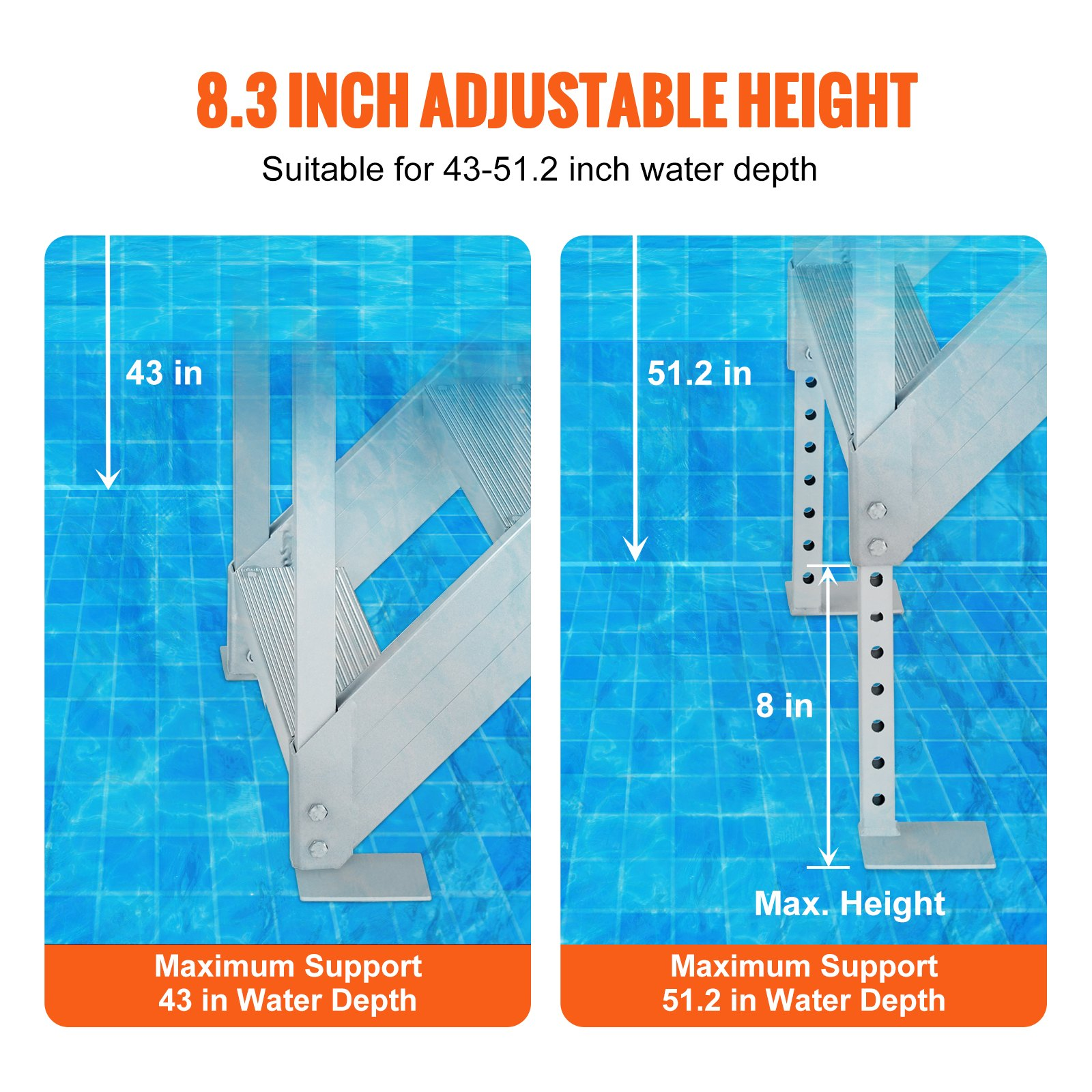 Dock Ladder, Ideal for Ship/Lake/Pool/Marine Boarding