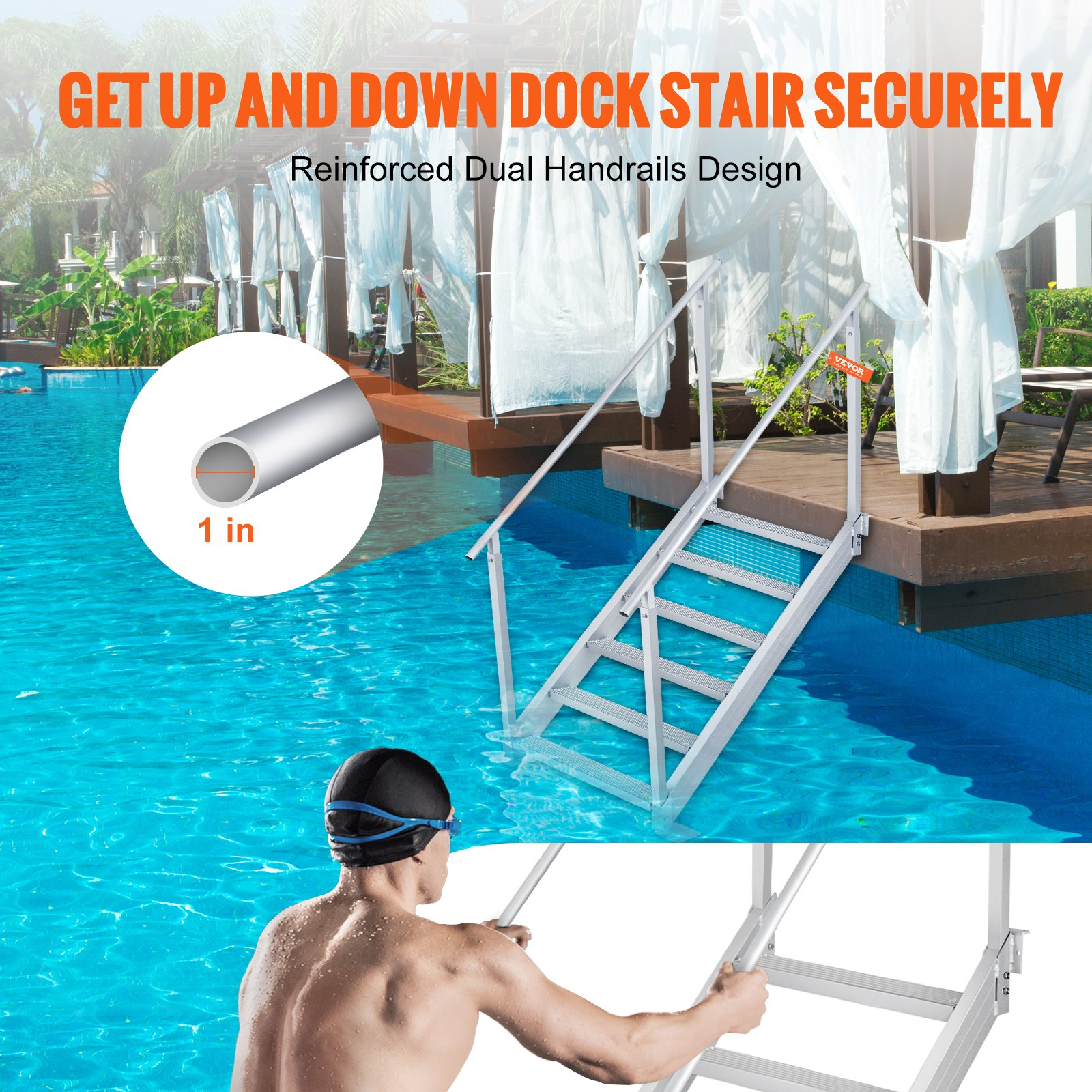 Dock Ladder, Ideal for Ship/Lake/Pool/Marine Boarding
