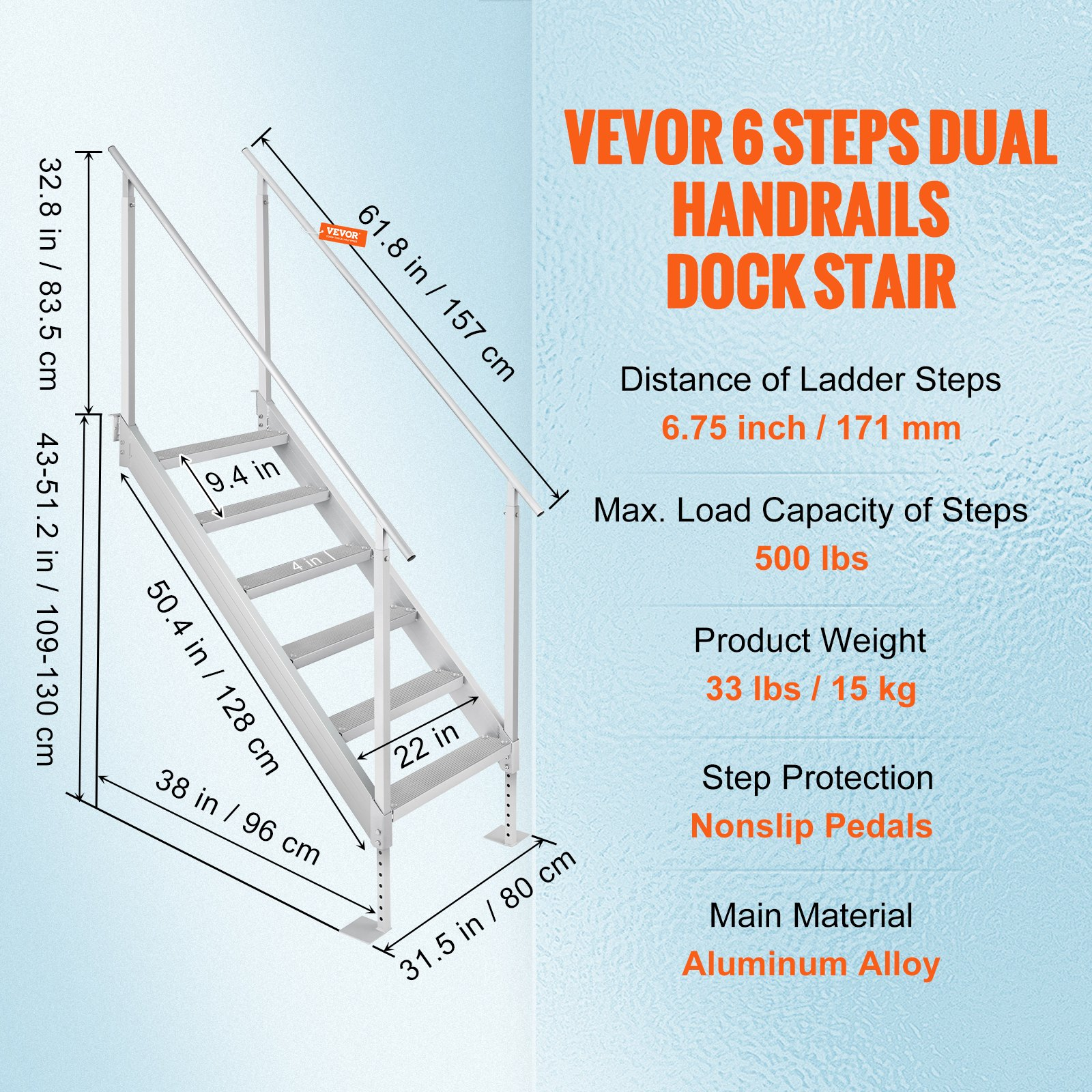 Dock Ladder, Ideal for Ship/Lake/Pool/Marine Boarding