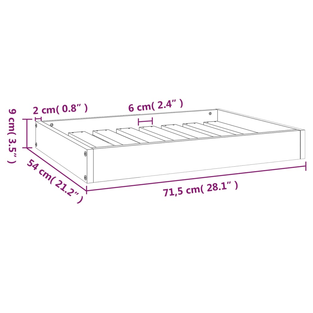 Dog Bed 28.1"x21.3"x3.5" Solid Wood Pine - Picture 8 of 8