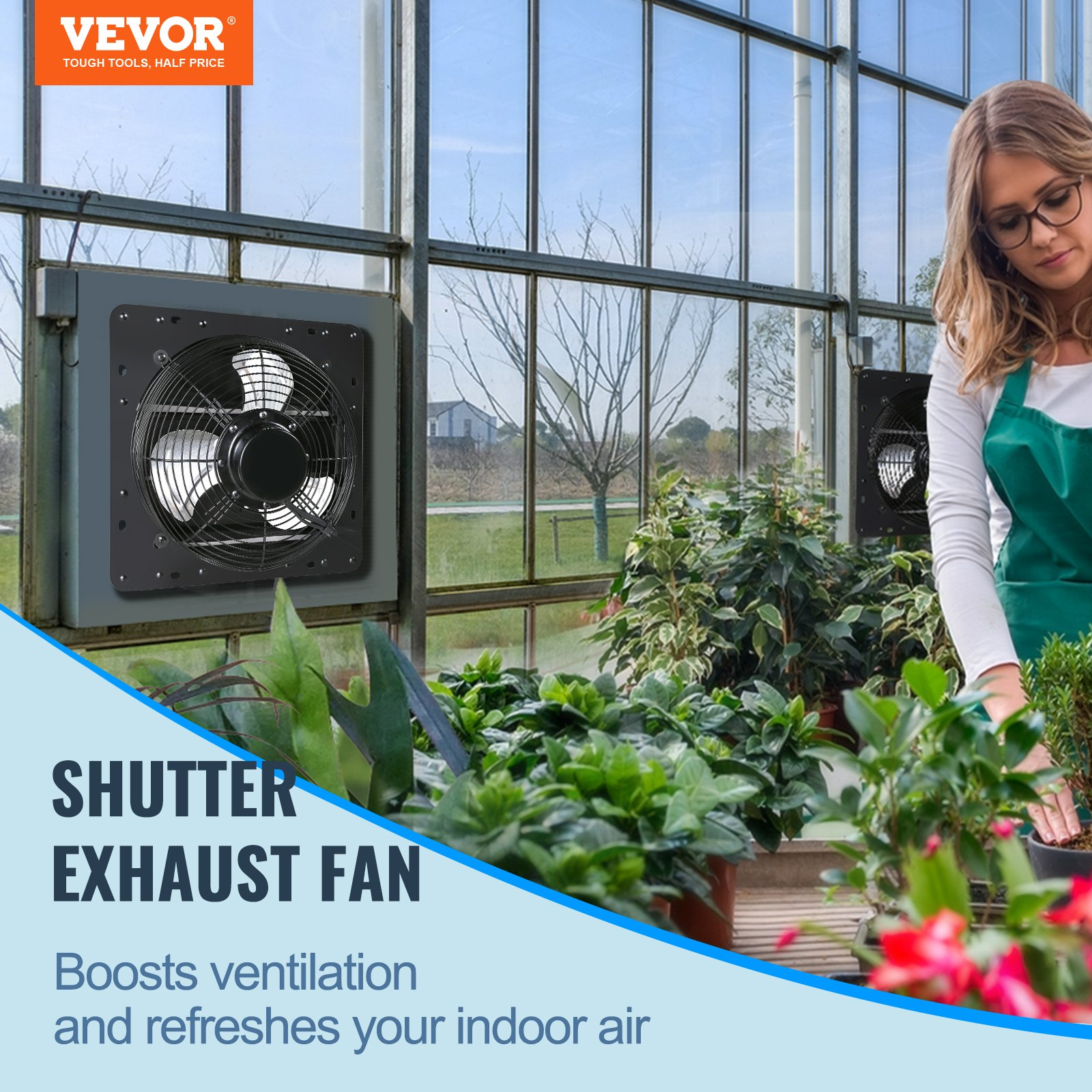 Shutter Exhaust Fan, 10'' with Temperature Humidity Controller,  EC-motor, 820 C