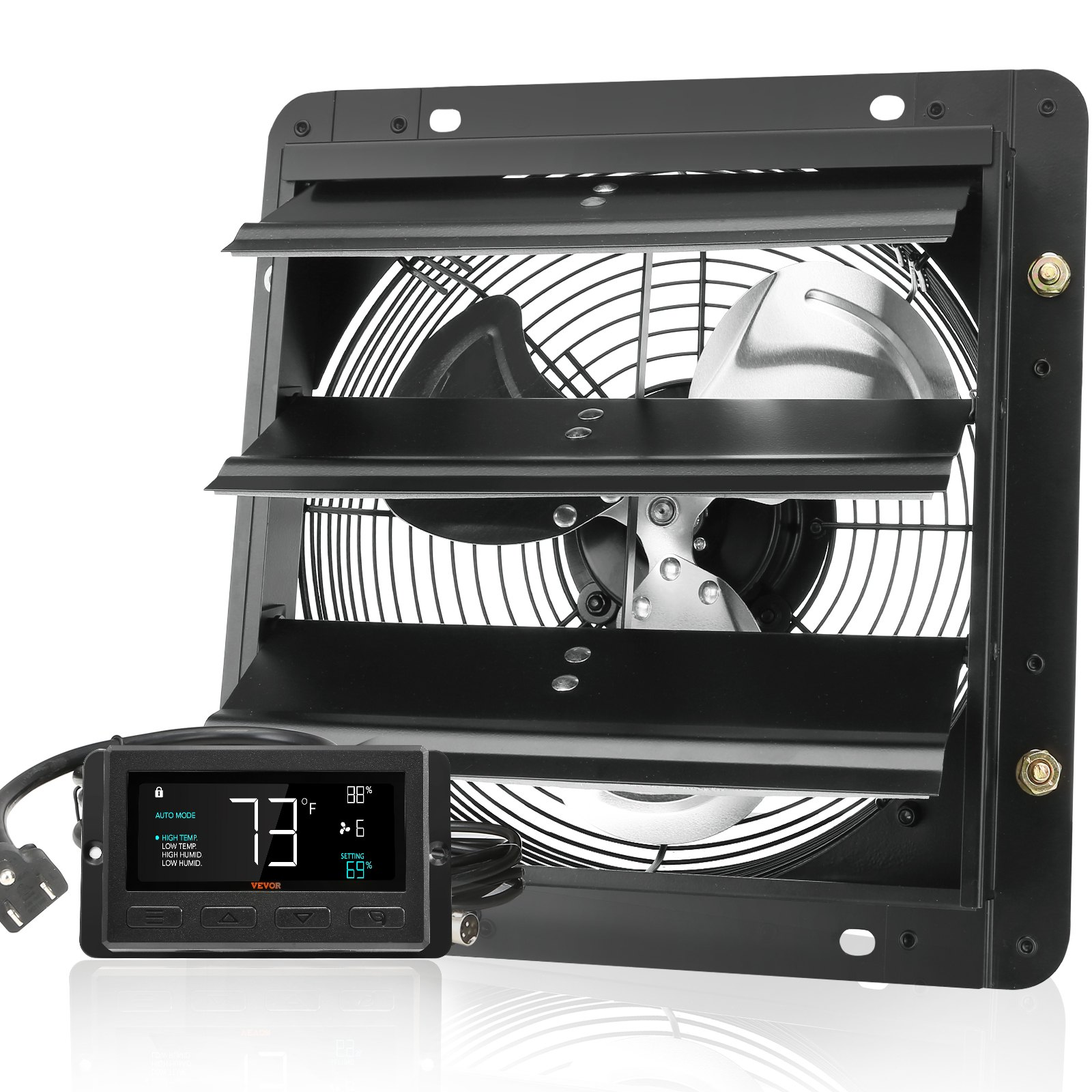 Shutter Exhaust Fan, 10'' with Temperature Humidity Controller,  EC-motor, 820 C