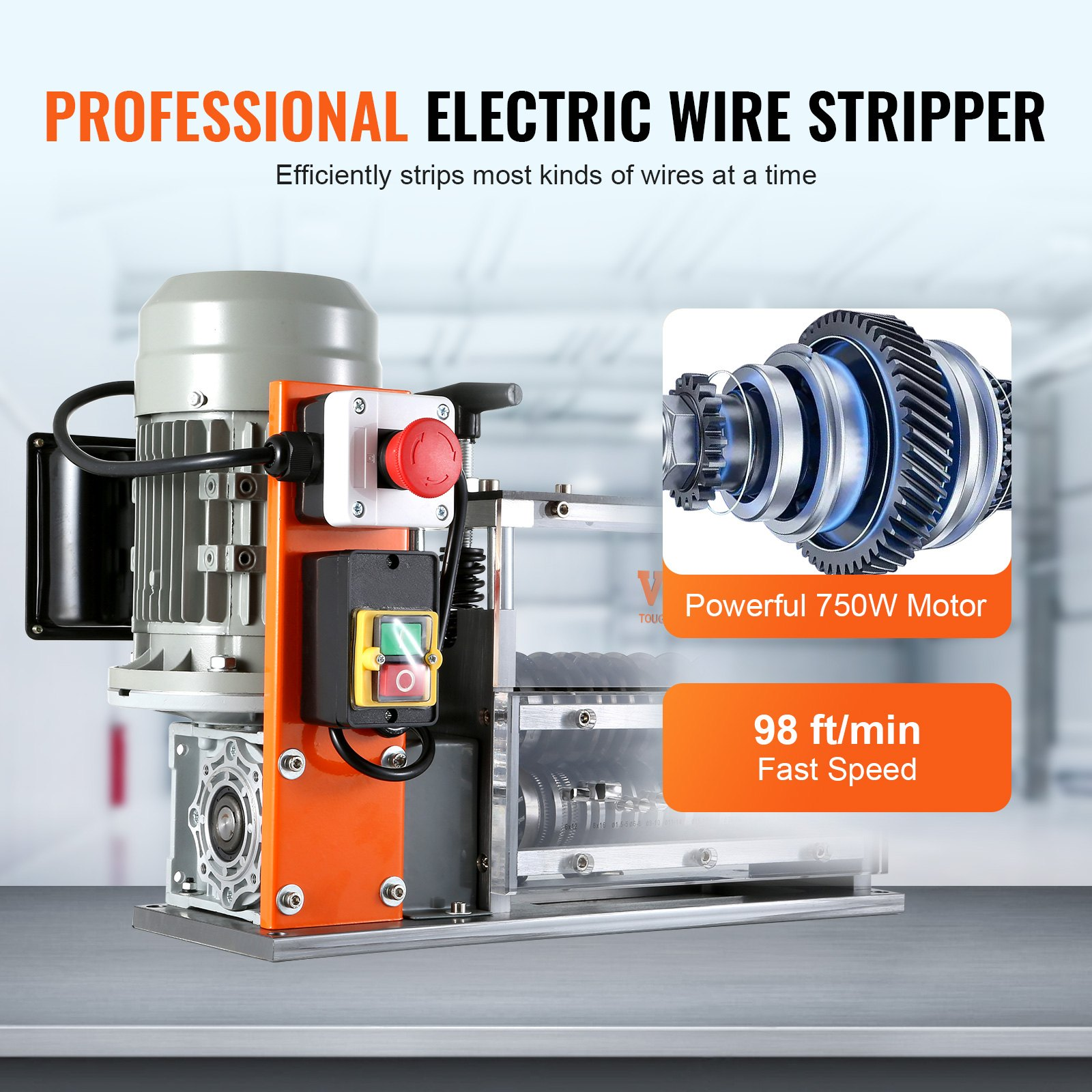 VEVOR 750W Automatic Wire Stripping Machine Copper Cable Stripper 10‑Channel