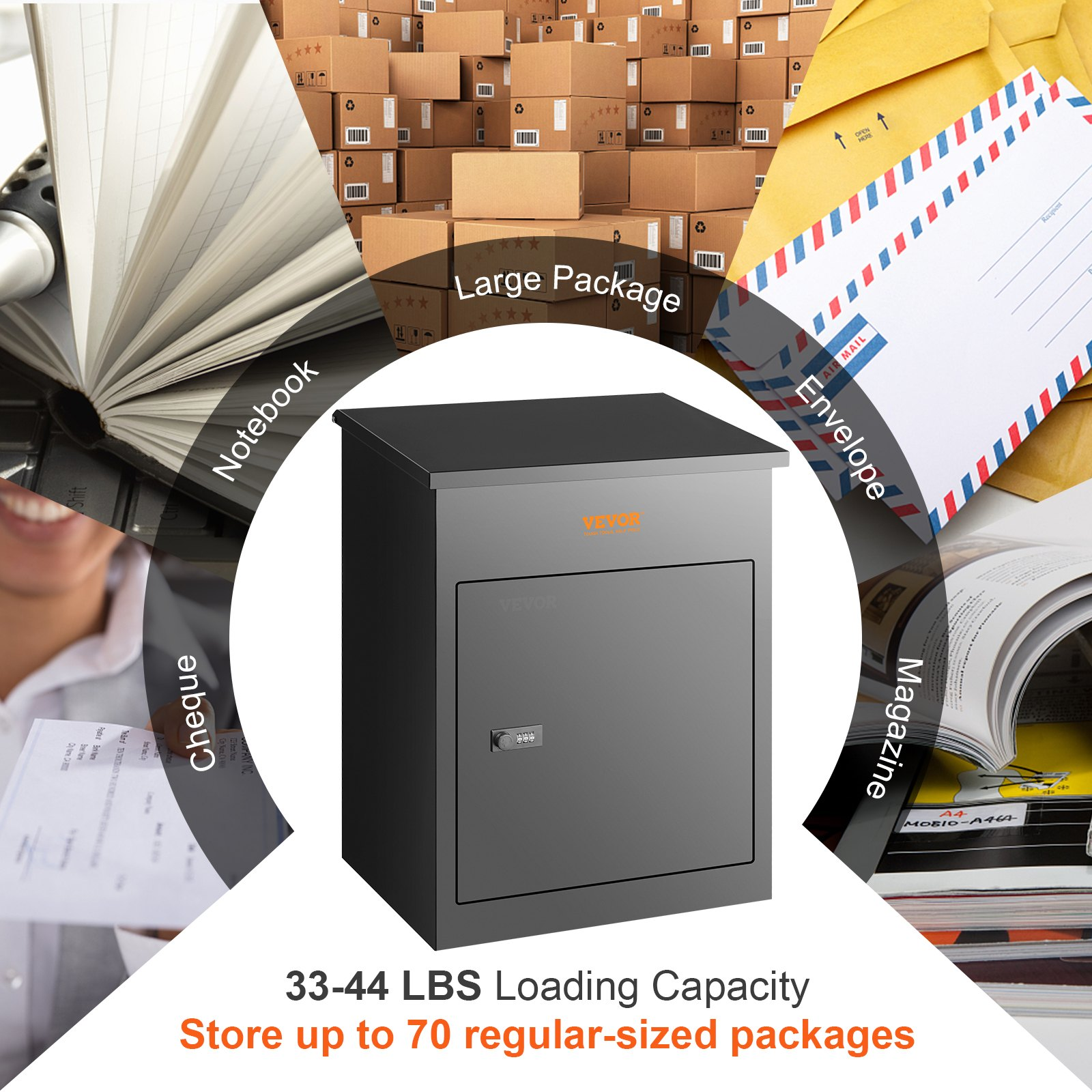 Extra Large Package Delivery Box, Wall Mount Mailbox w/ Coded Lock, Waterproof