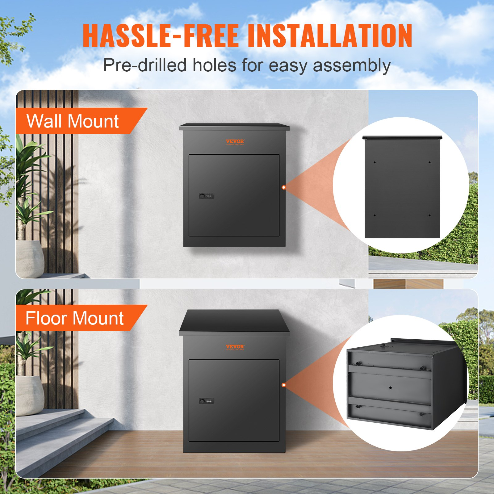 Extra Large Package Delivery Box, Wall Mount Mailbox w/ Coded Lock, Waterproof