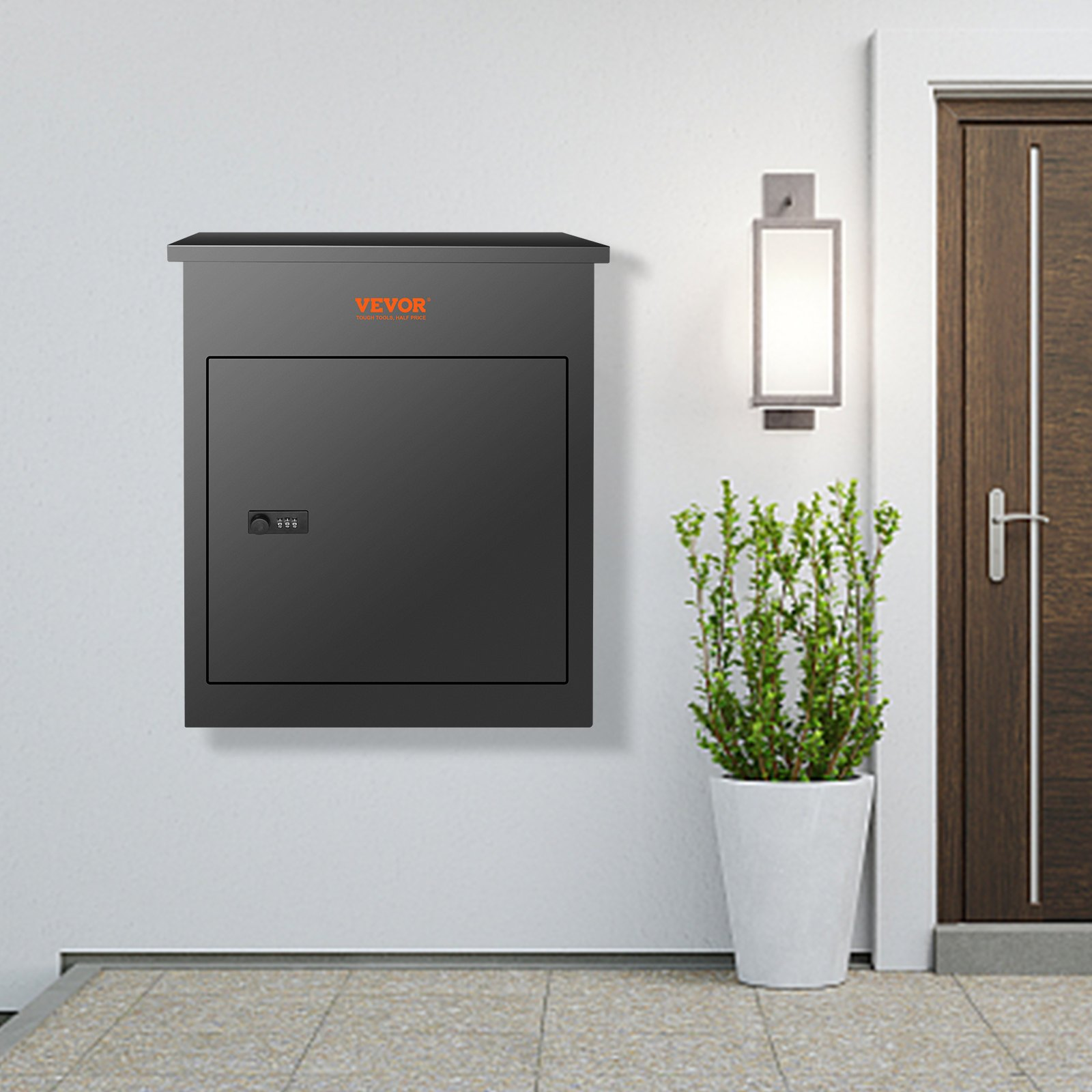 Extra Large Package Delivery Box, Wall Mount Mailbox w/ Coded Lock, Waterproof