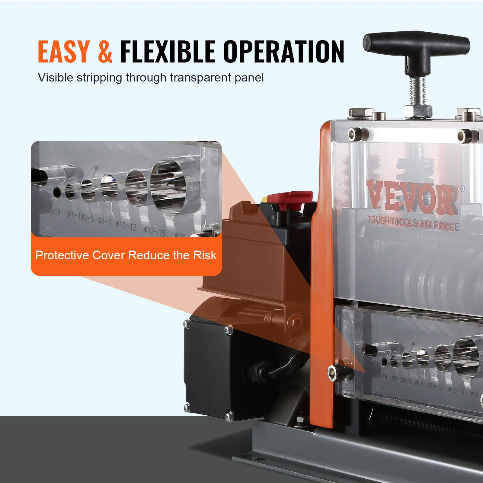 VEVOR Automatic Wire Stripping Machine, 0.06''-0.98'' Electric Motorized Cable S