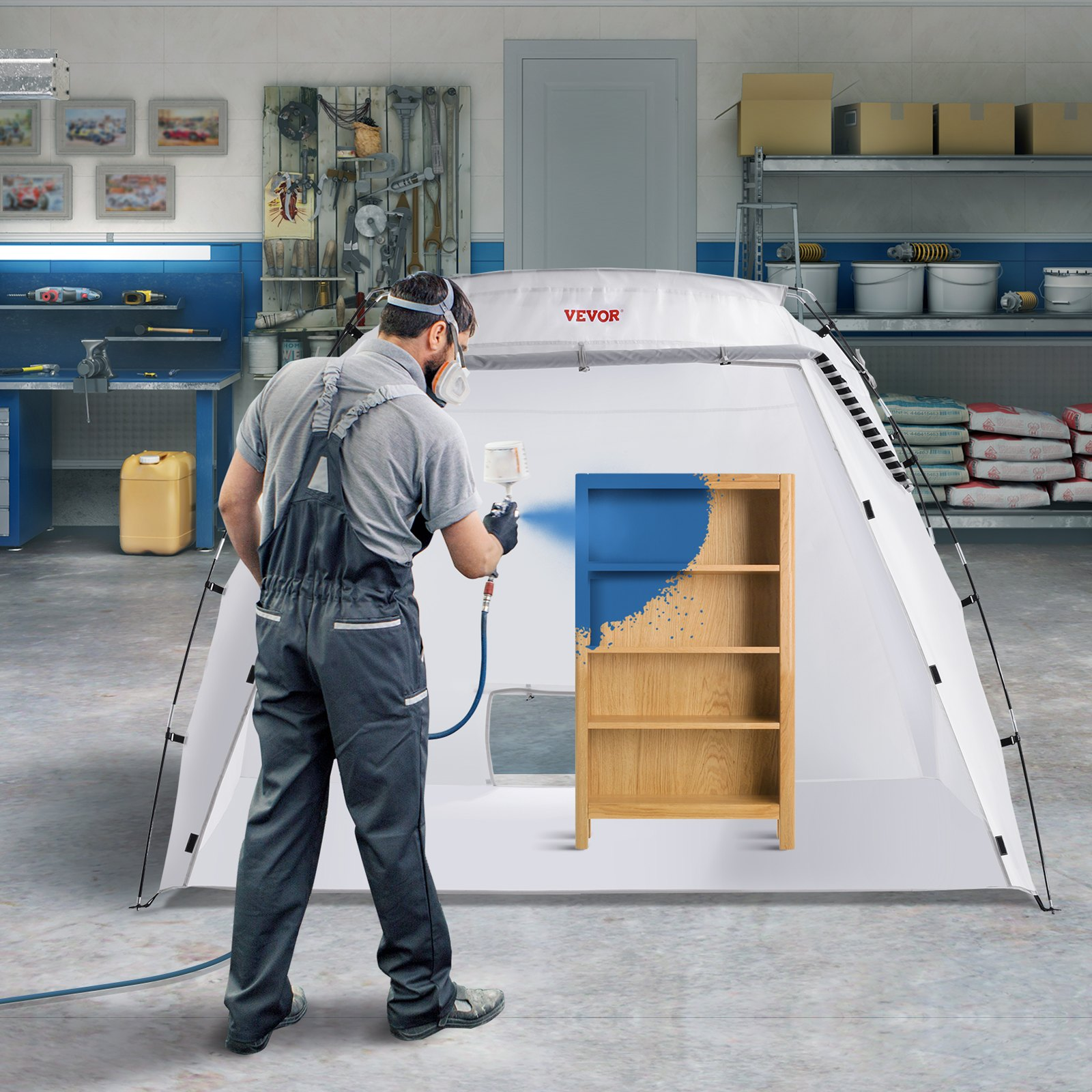 Portable Paint Booth, Larger Spray Paint Tent with Built-in Floor & Mesh Screen, - Picture 8 of 12