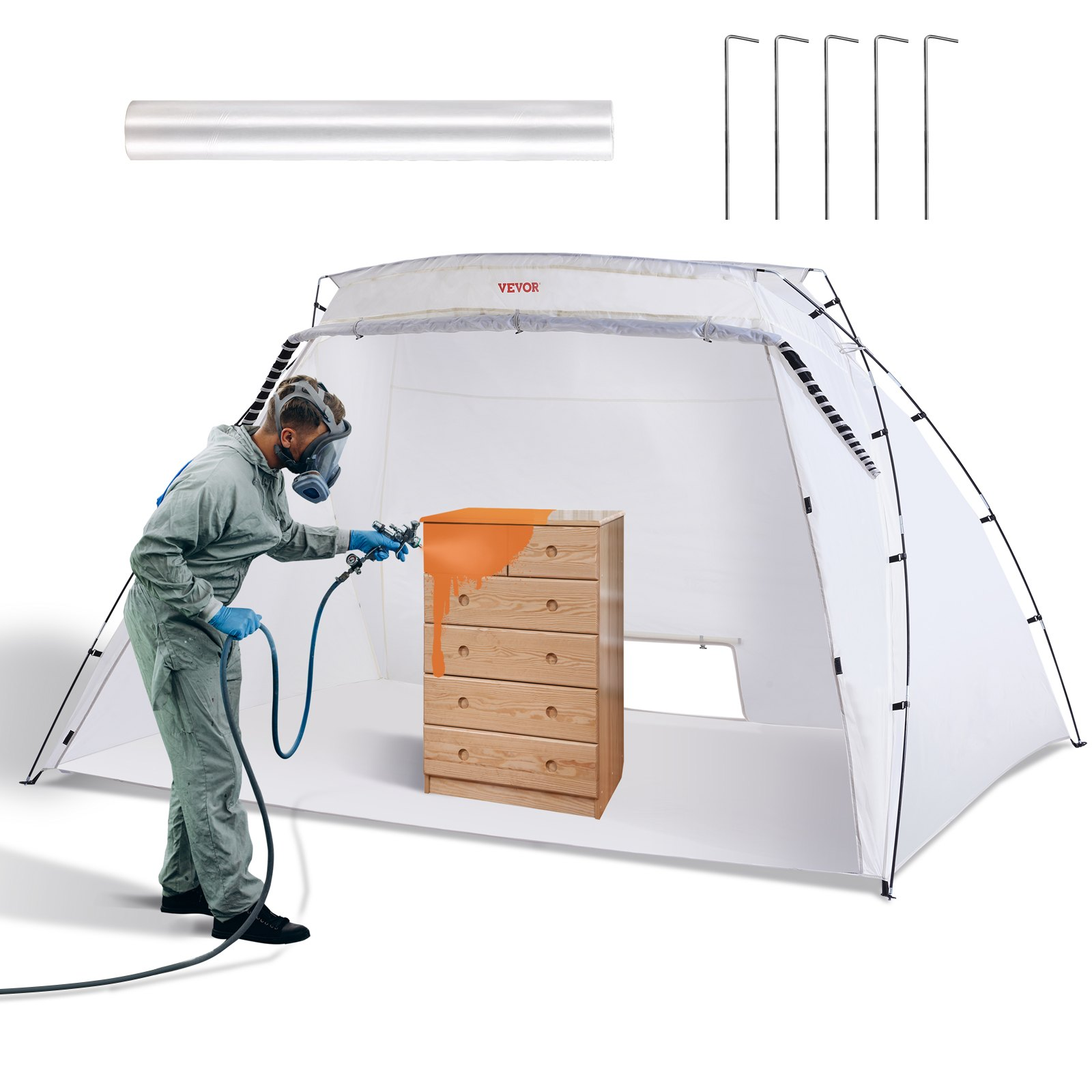 Portable Paint Booth, Larger Spray Paint Tent with Built-in Floor & Mesh Screen, - Picture 12 of 12