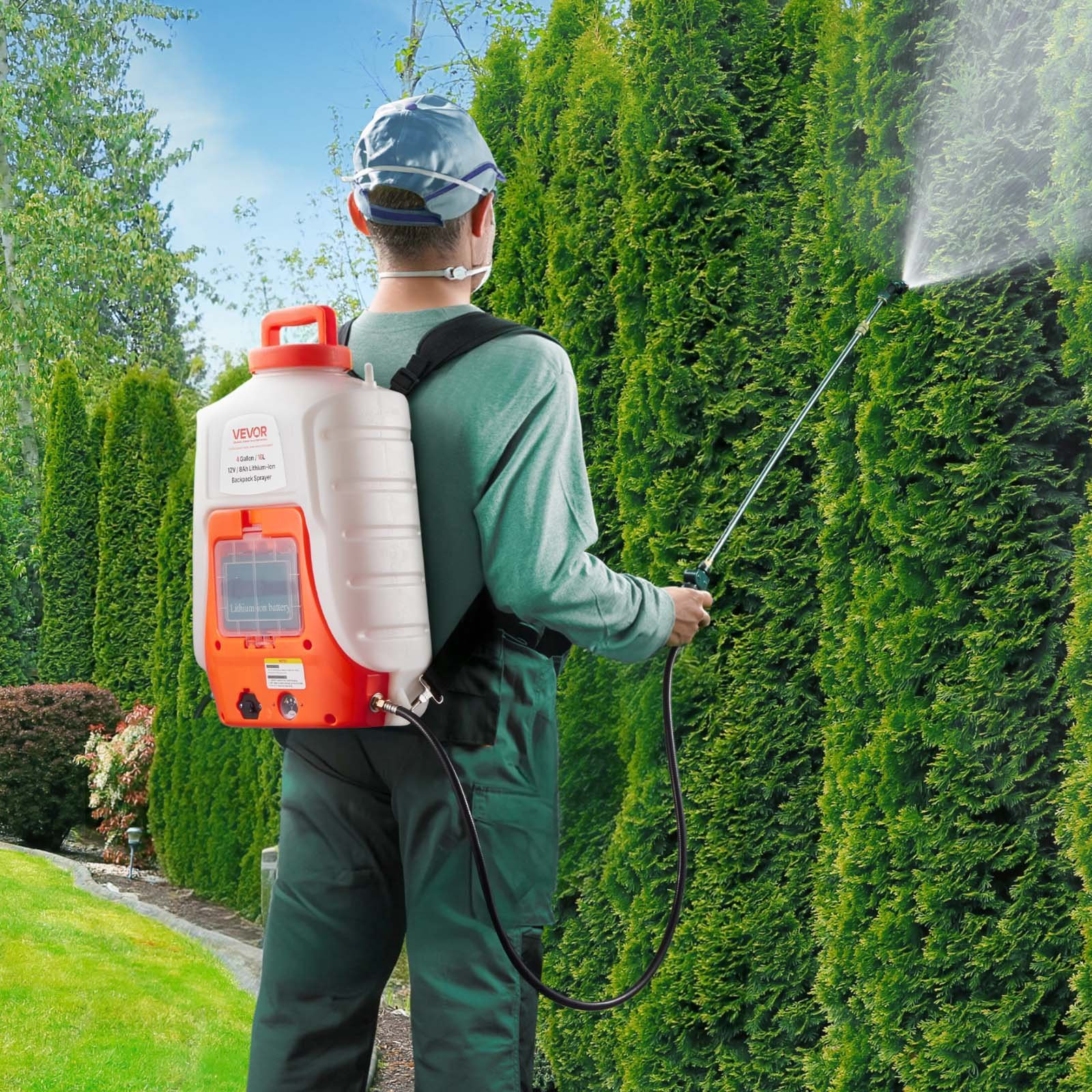 Battery Powered Backpack Sprayer, 0-90 PSI Adjustable Pressure, Cleaning