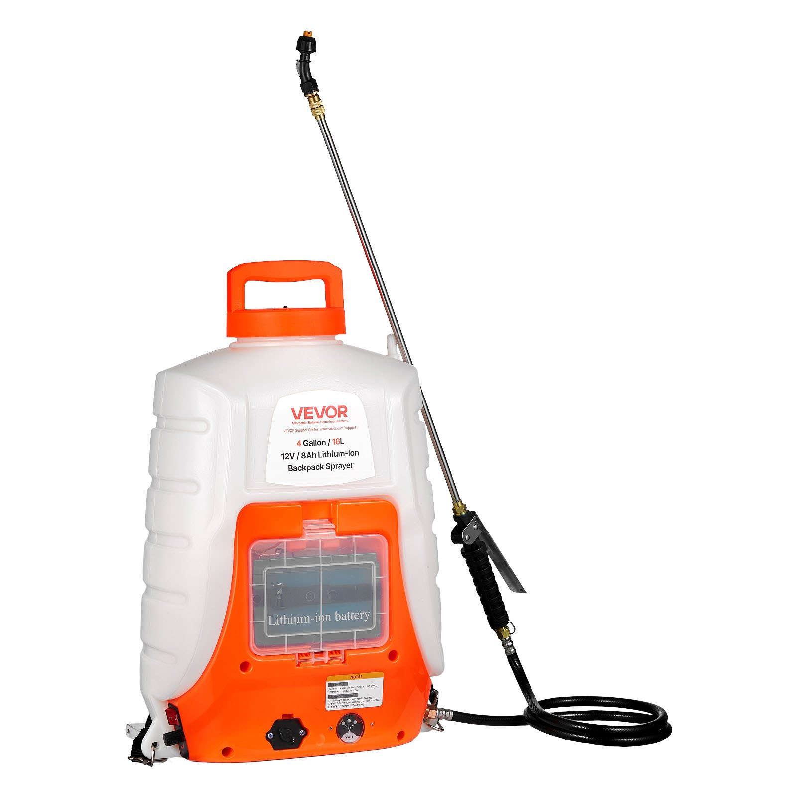 Battery Powered Backpack Sprayer, 0-90 PSI Adjustable Pressure, Cleaning