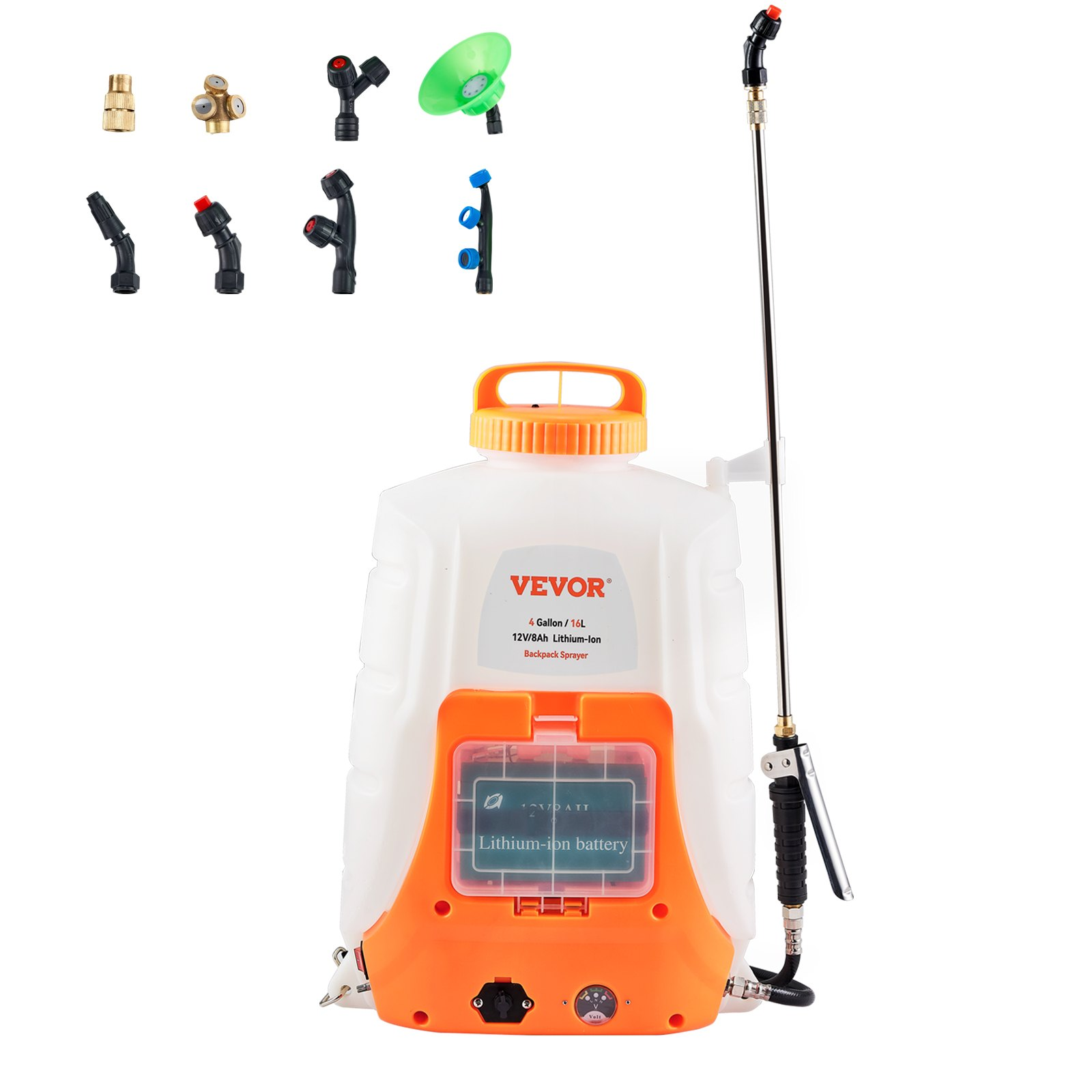 VEVOR BATTERY POWERED Backpack Sprayer 4 Gal Tank 0-90 PSI Adjustable ...