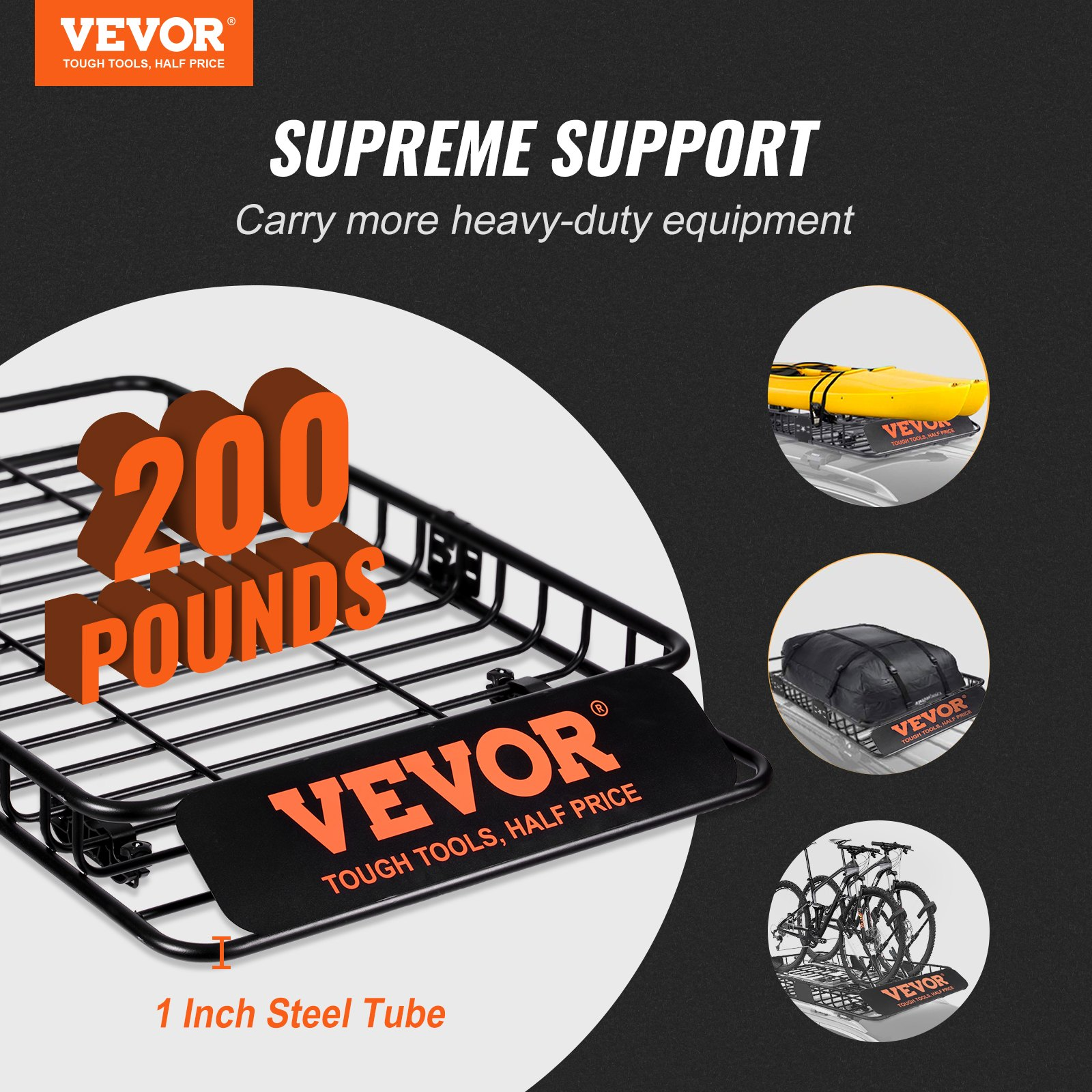 64"x39" Roof Rack Cargo Basket - 200LB Heavy Duty w/Extension - SUV/Truck