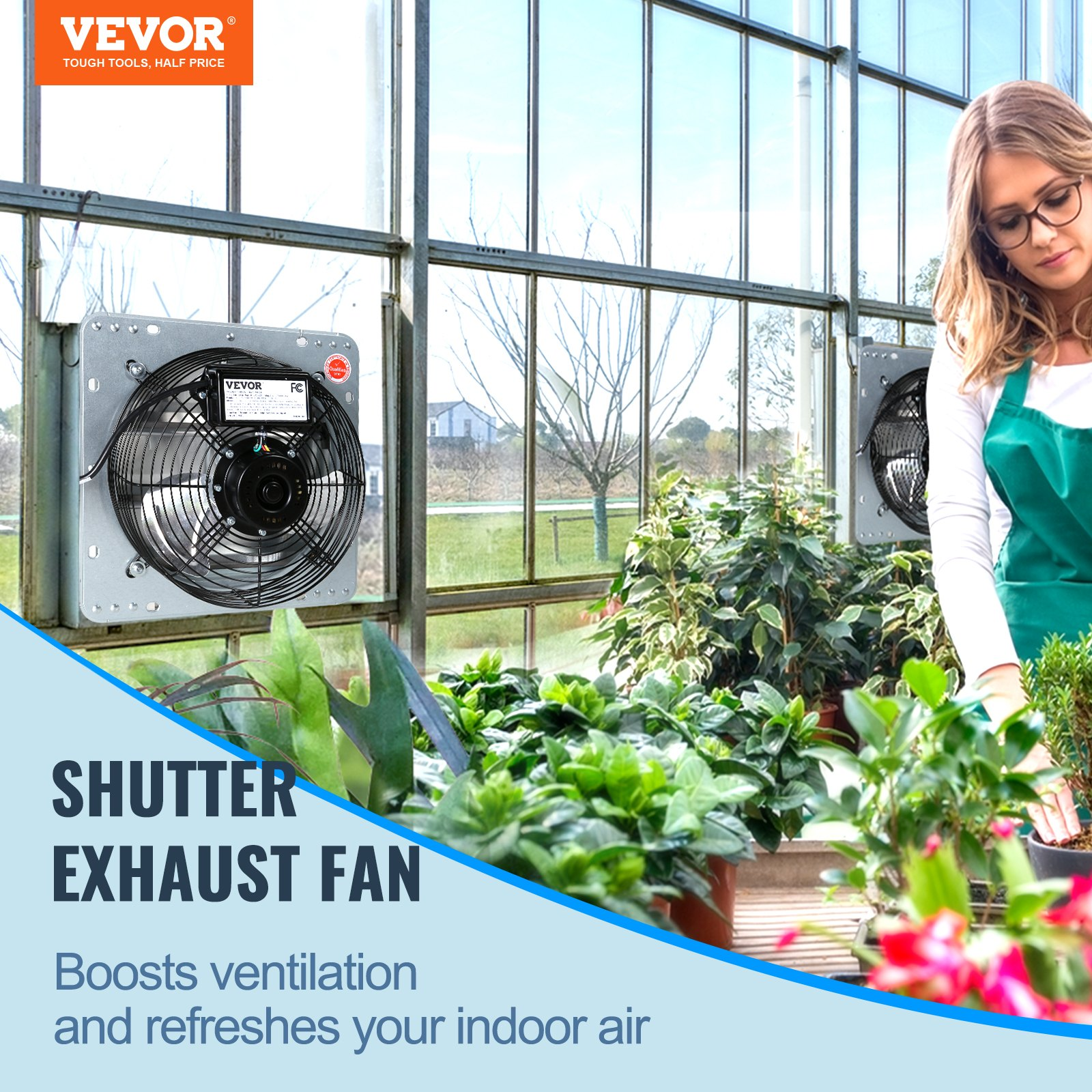 16” Shutter Exhaust Fan, High-speed 2000 CFM, FCC