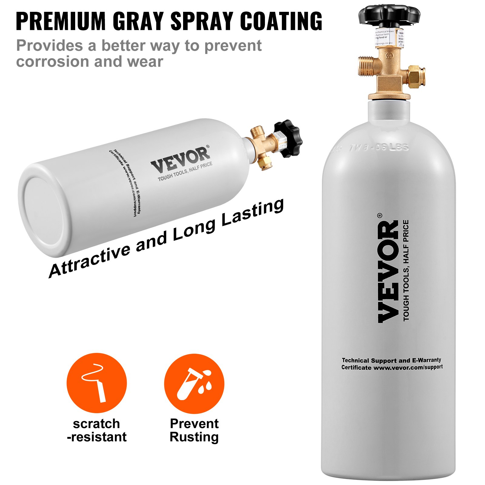 5 Lbs CO2 Tank Aluminum Gas Cylinder with Durable Gray Spray Coating – Ideal for